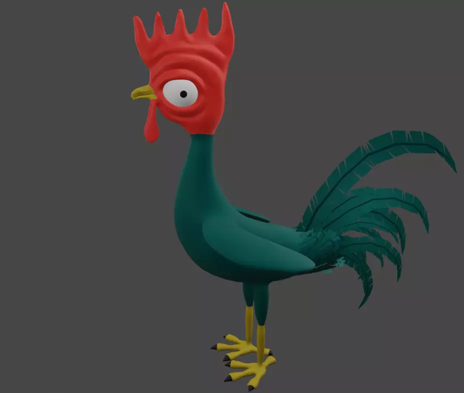 Funny 3D Rooster Character Low-poly 3D model_3