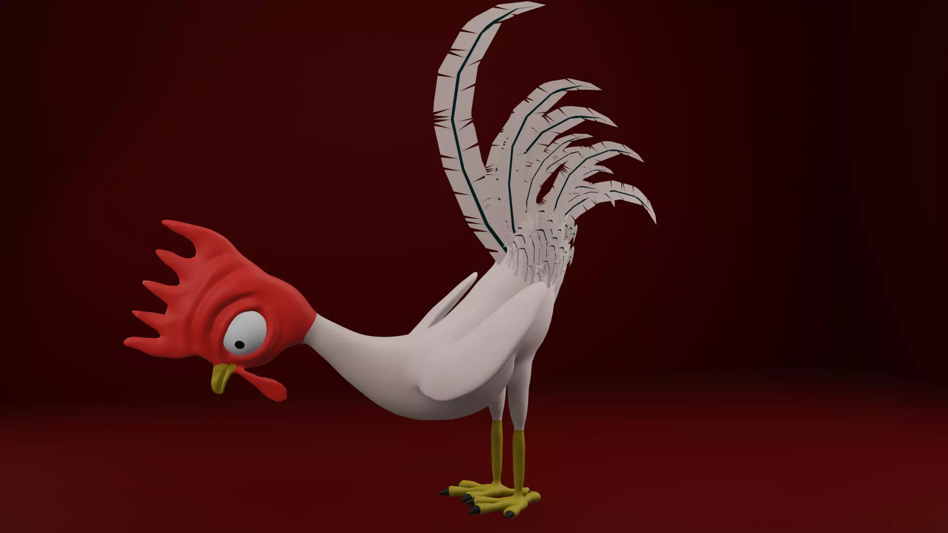 Funny 3D Rooster Character Low-poly 3D model_16