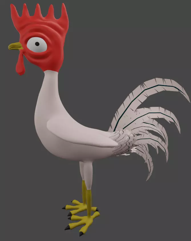 Funny 3D Rooster Character Low-poly 3D model_4
