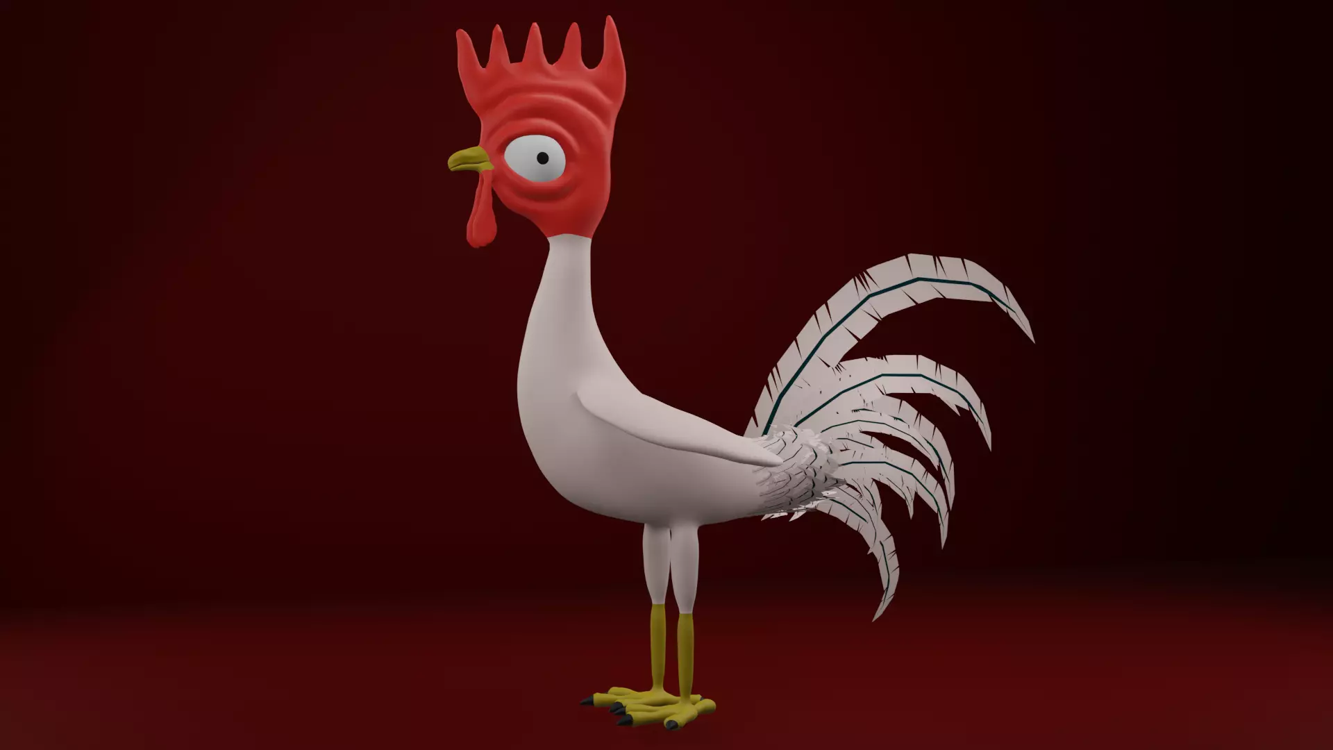 Funny 3D Rooster Character Low-poly 3D model_2