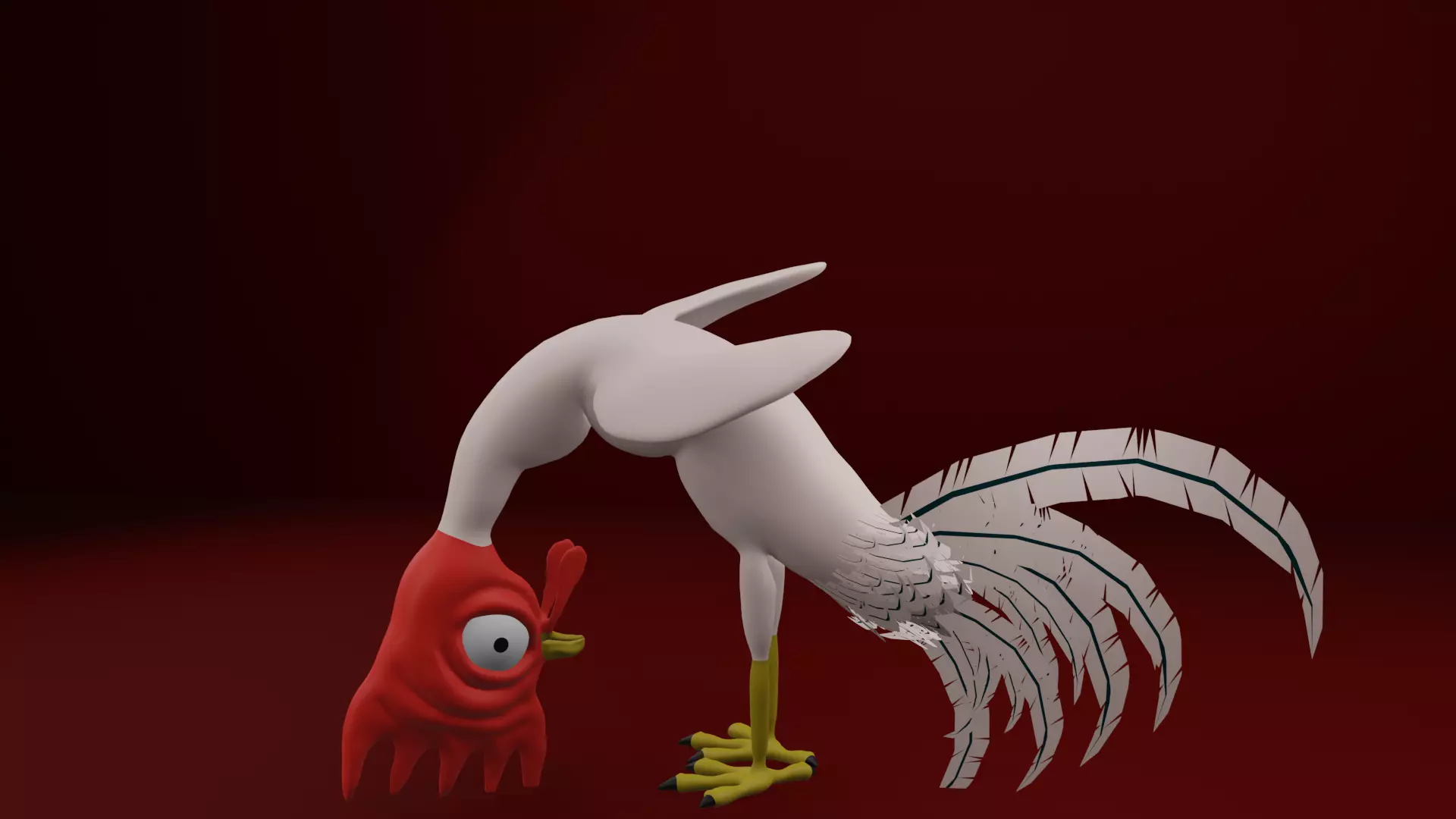 Funny 3D Rooster Character Low-poly 3D model_26