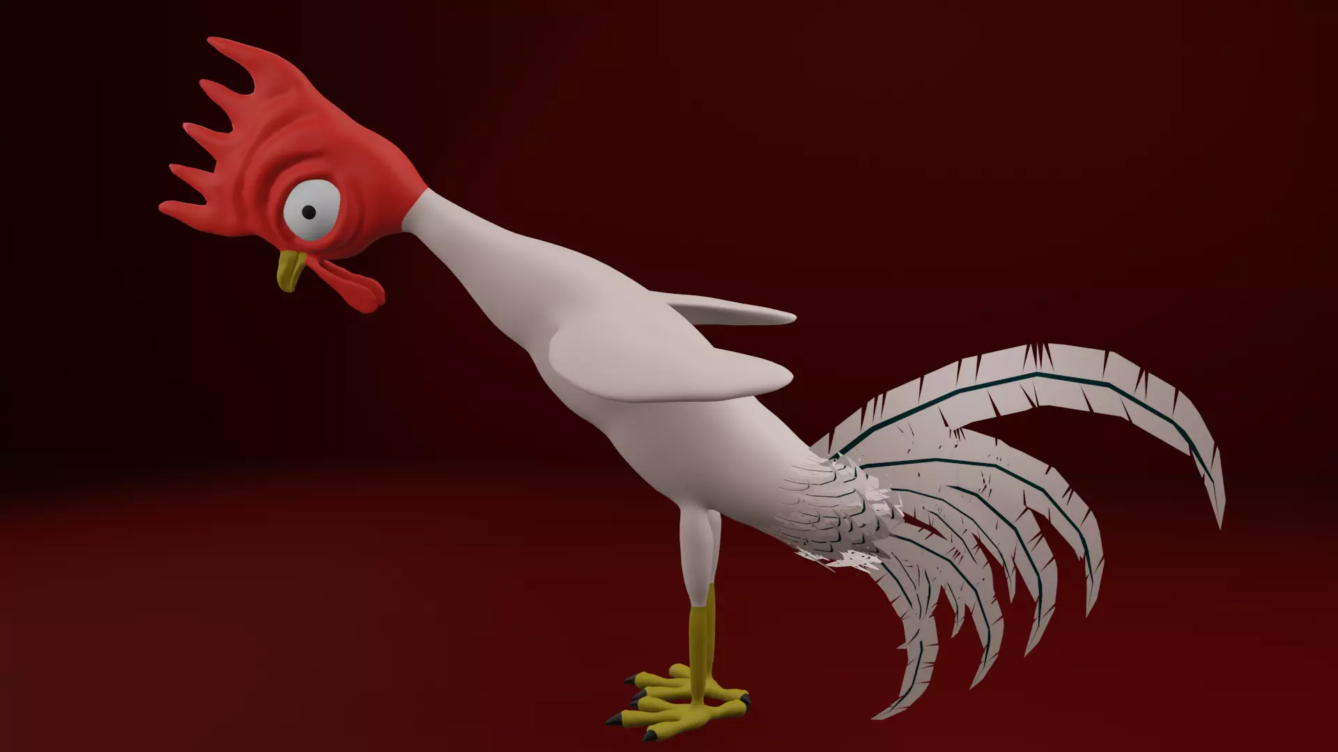 Funny 3D Rooster Character Low-poly 3D model_28