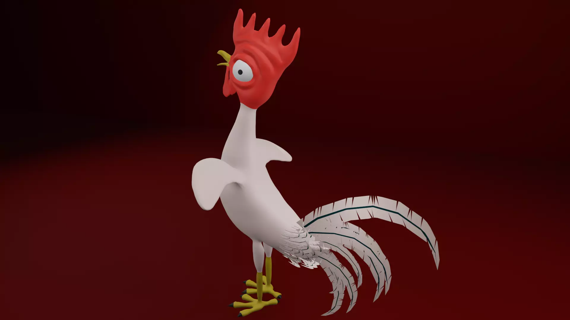Funny 3D Rooster Character Low-poly 3D model_22