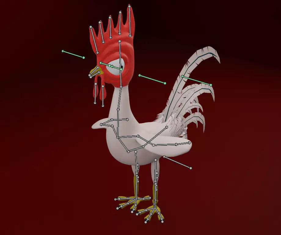 Funny 3D Rooster Character Low-poly 3D model_14