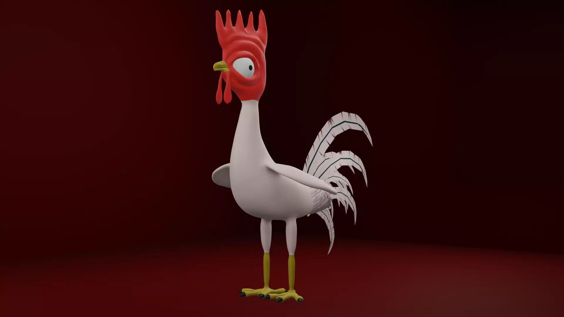 Funny 3D Rooster Character Low-poly 3D model_9