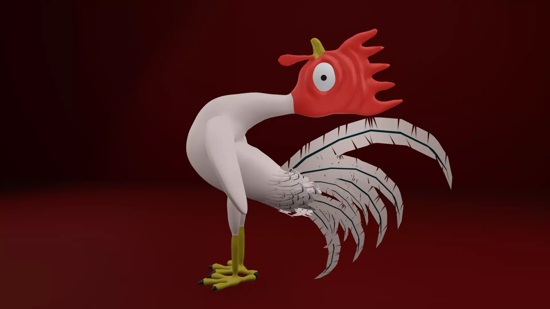 Funny 3D Rooster Character Low-poly 3D model_27