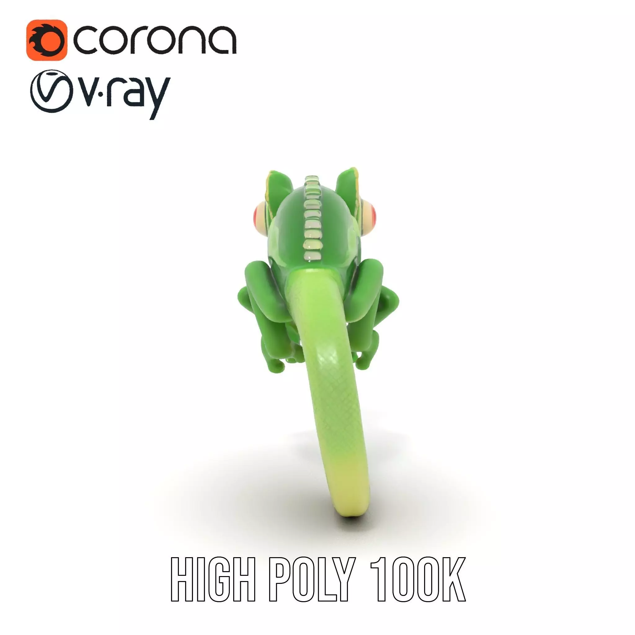 Green Chameleon Creature model pack Low-poly 3D model_26