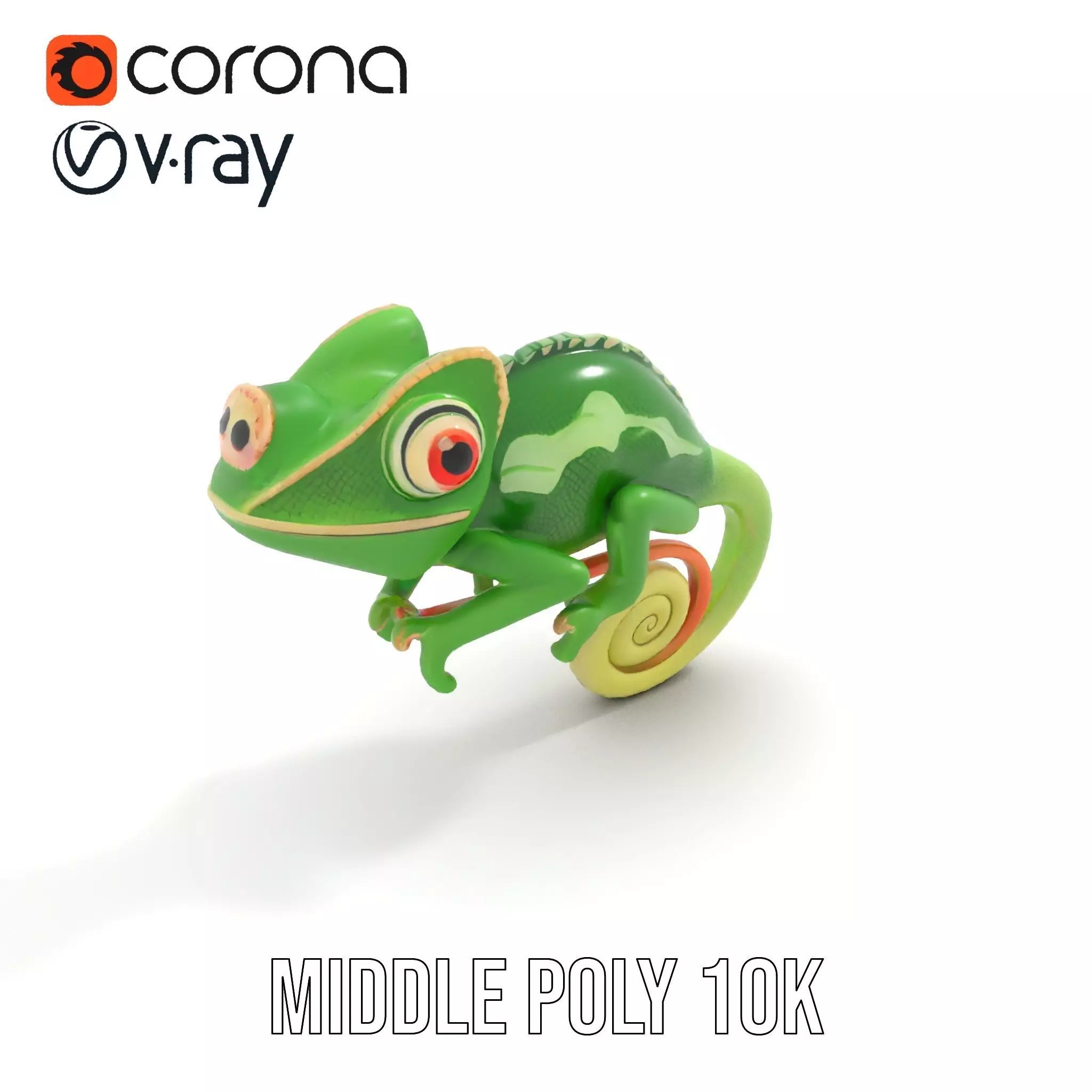 Green Chameleon Creature model pack Low-poly 3D model_5