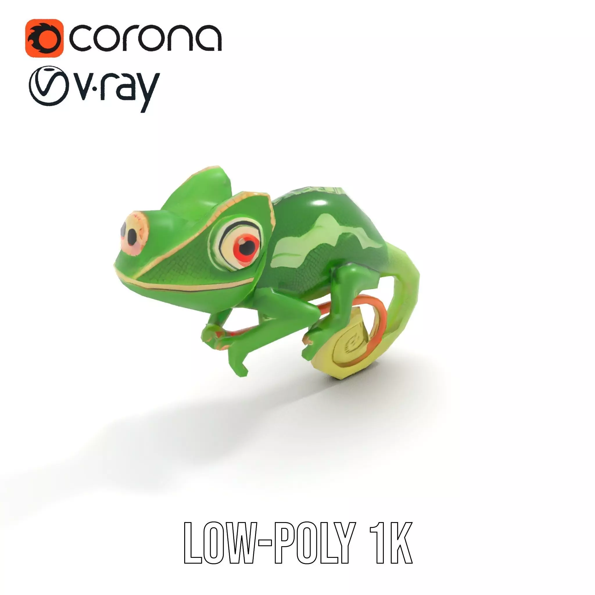Green Chameleon Creature model pack Low-poly 3D model_14