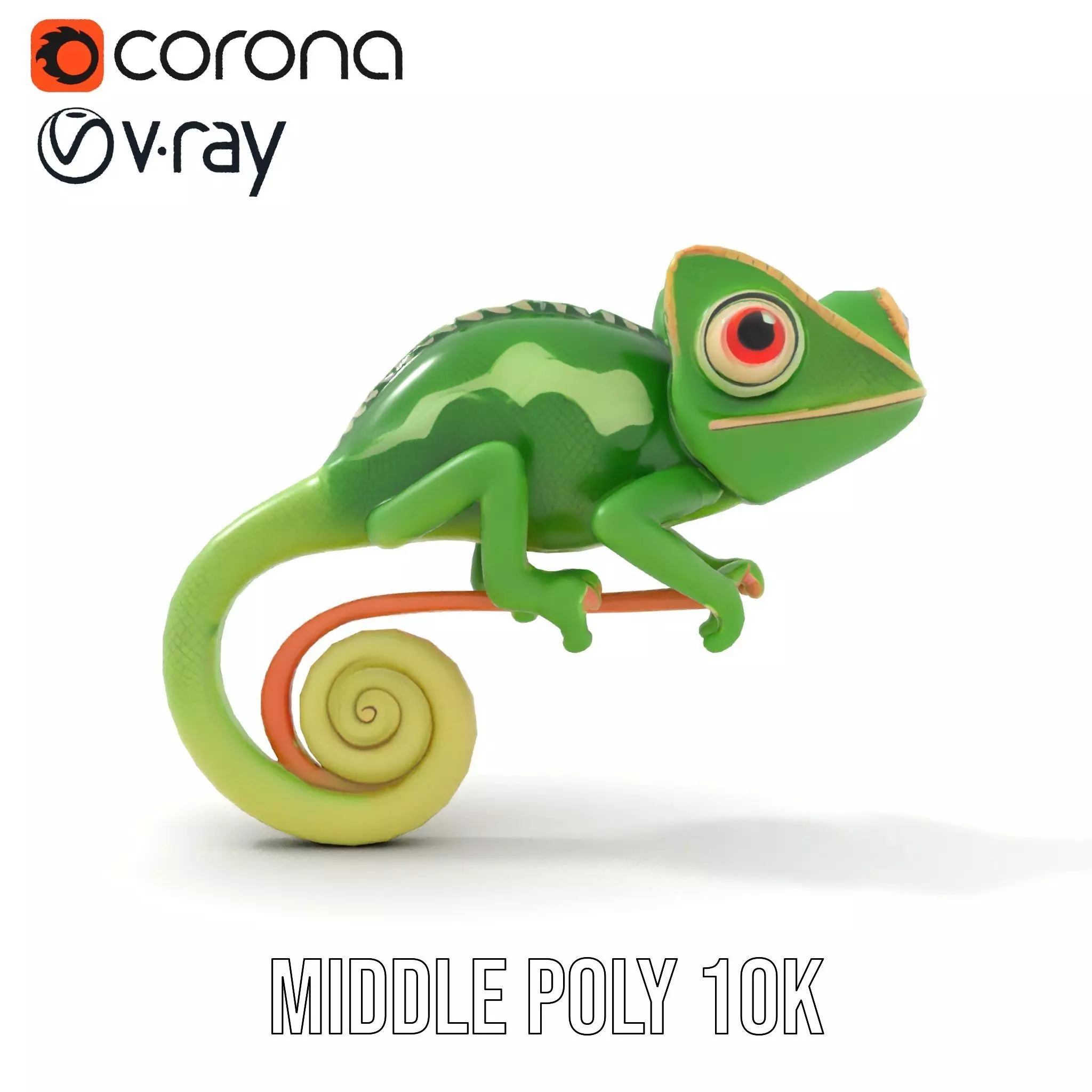 Green Chameleon Creature model pack Low-poly 3D model_11