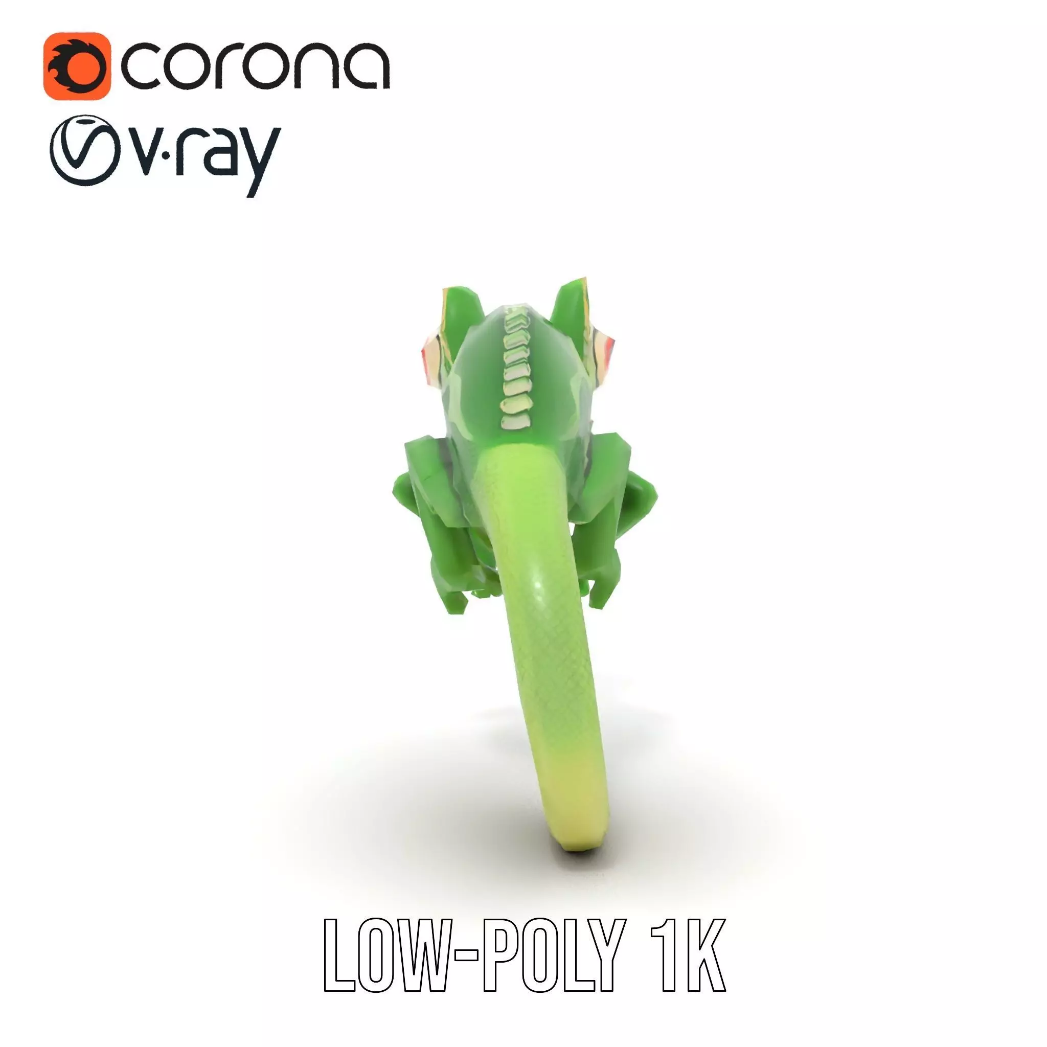 Green Chameleon Creature model pack Low-poly 3D model_17