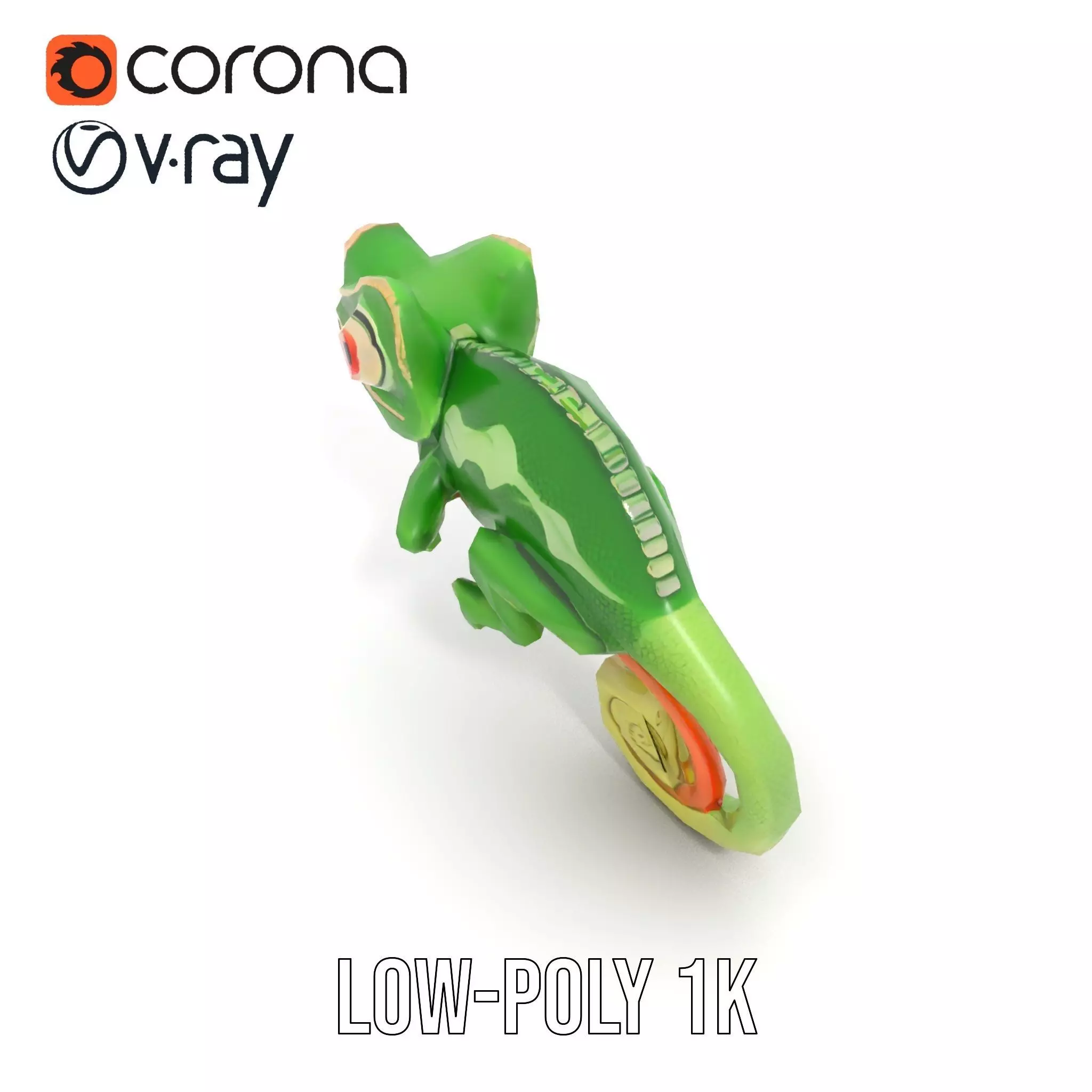 Green Chameleon Creature model pack Low-poly 3D model_9