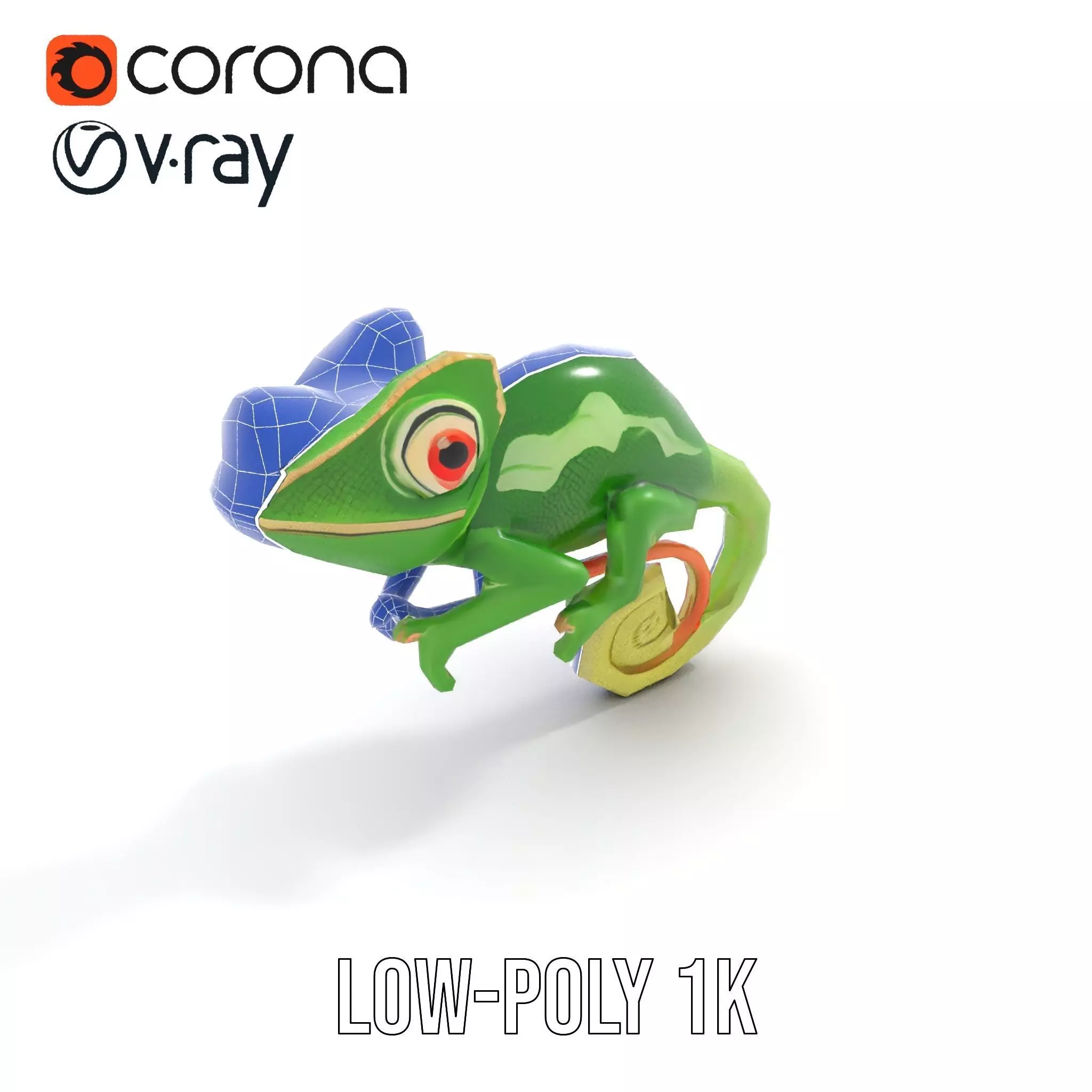Green Chameleon Creature model pack Low-poly 3D model_12