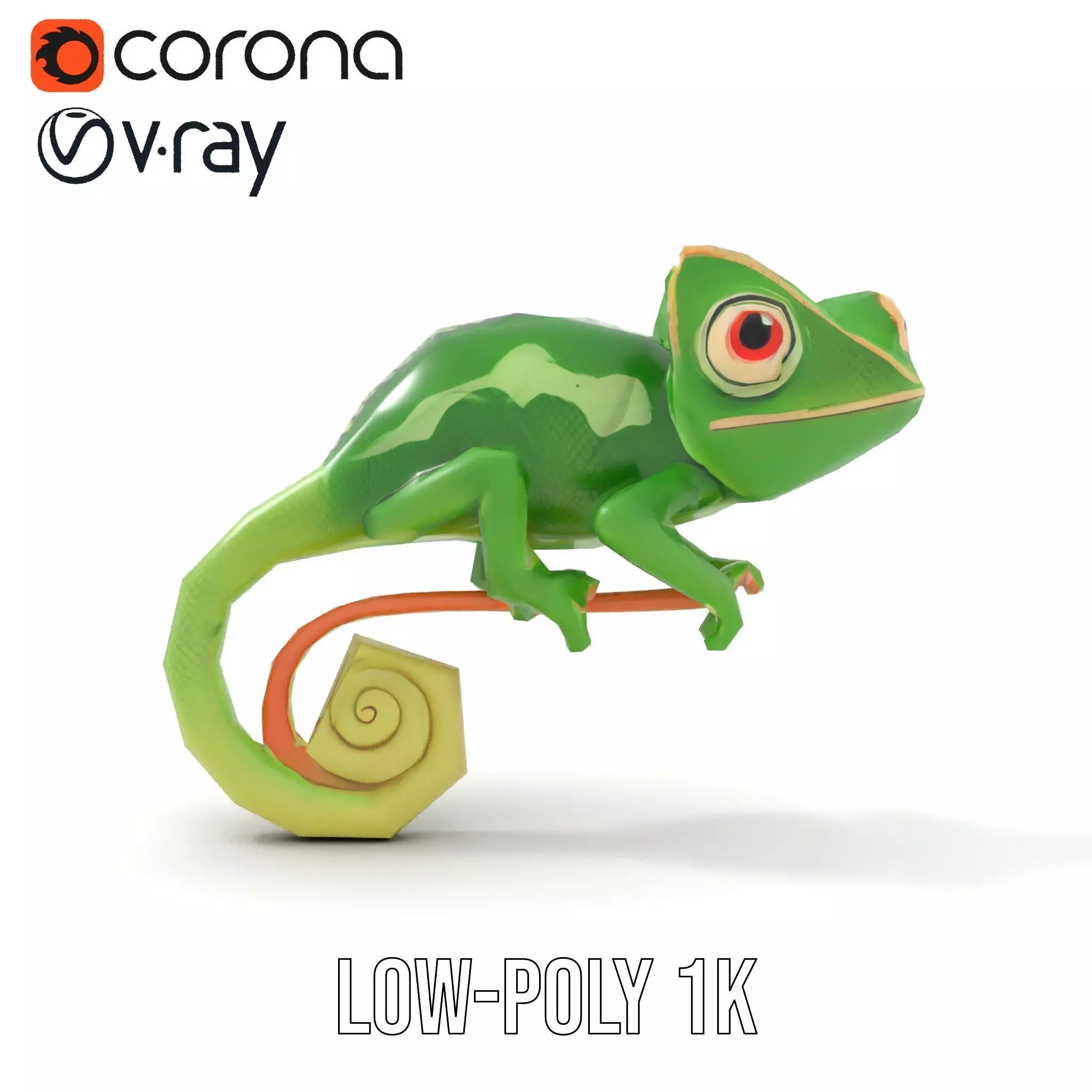 Green Chameleon Creature model pack Low-poly 3D model_20