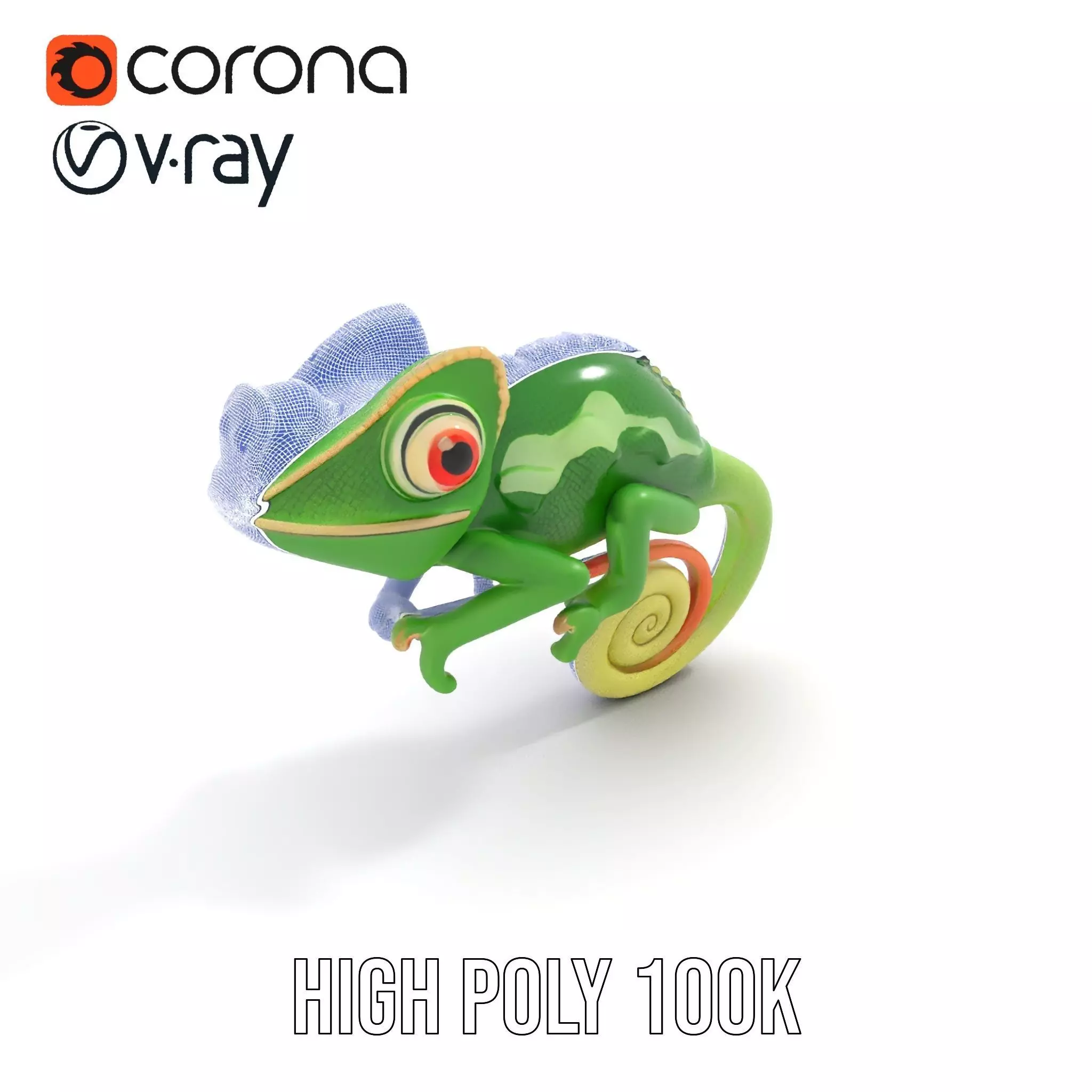 Green Chameleon Creature model pack Low-poly 3D model_29