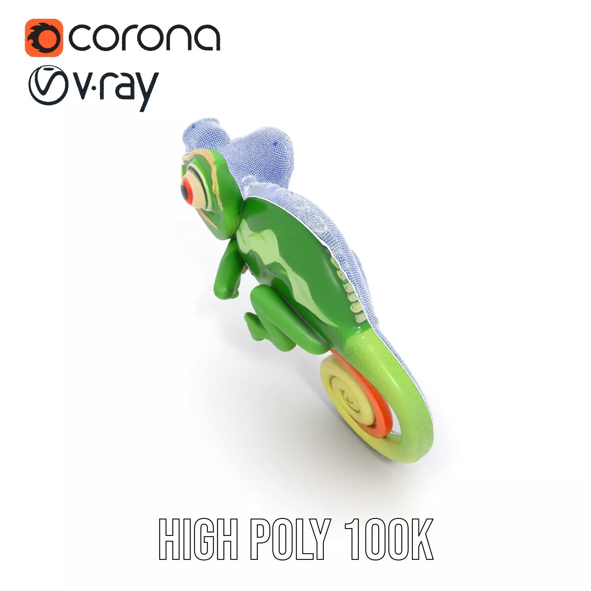 Green Chameleon Creature model pack Low-poly 3D model_32