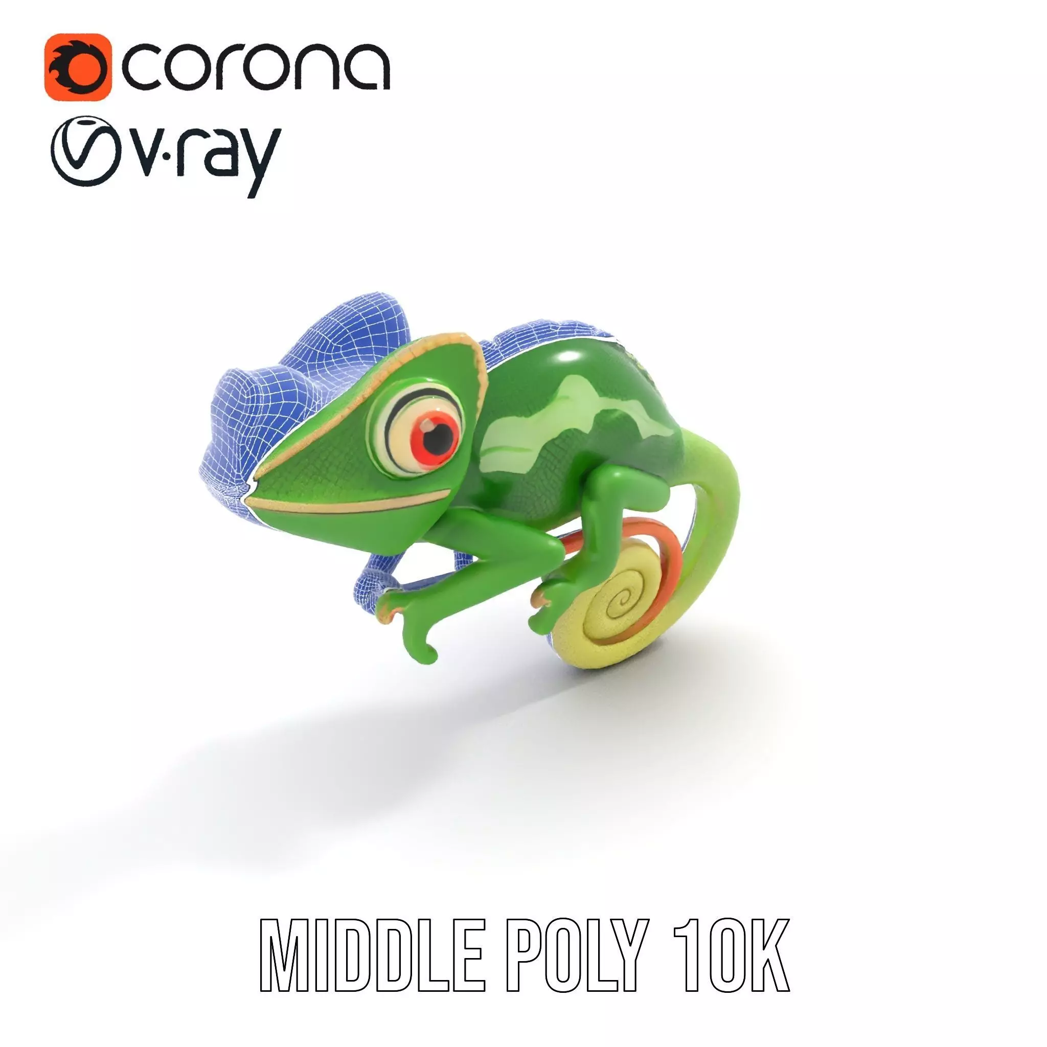 Green Chameleon Creature model pack Low-poly 3D model_19