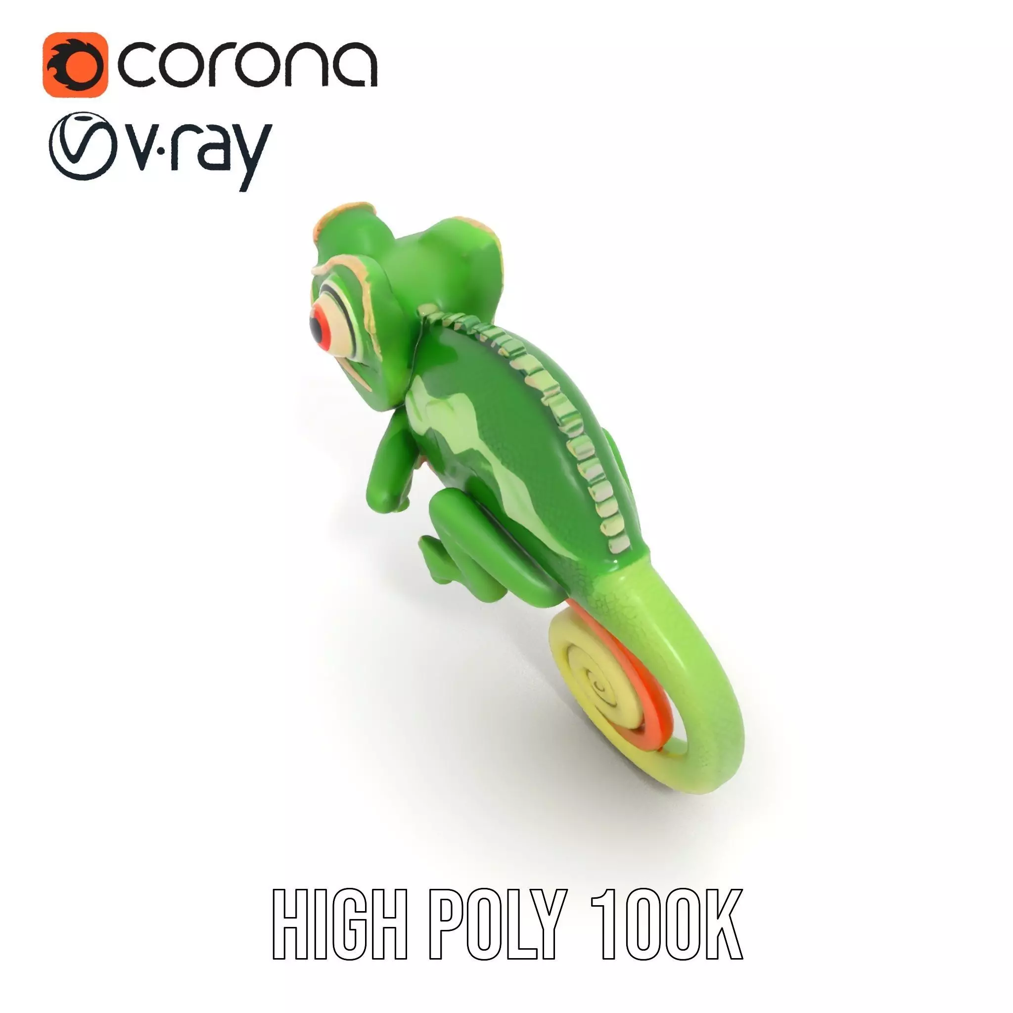 Green Chameleon Creature model pack Low-poly 3D model_18