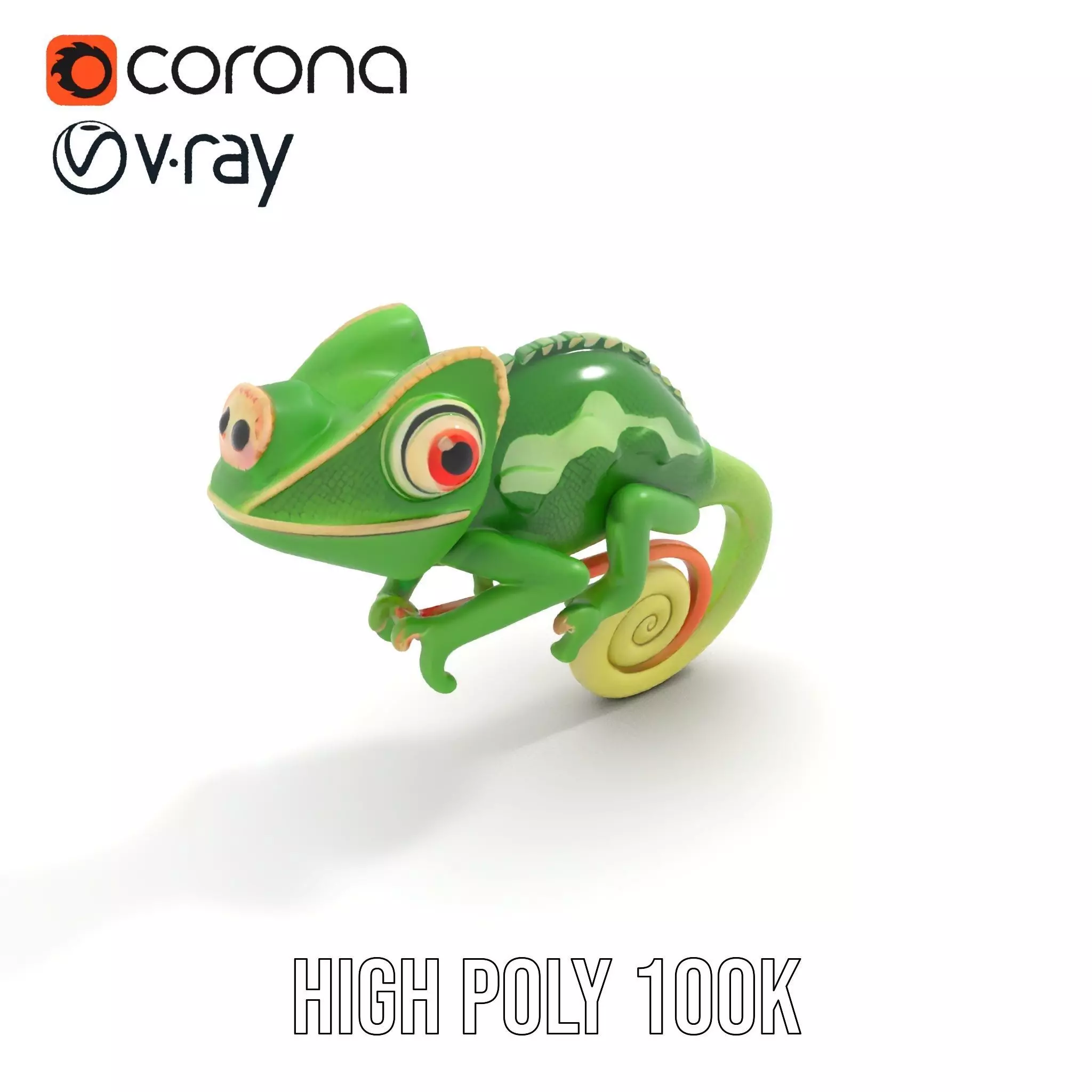 Green Chameleon Creature model pack Low-poly 3D model_15