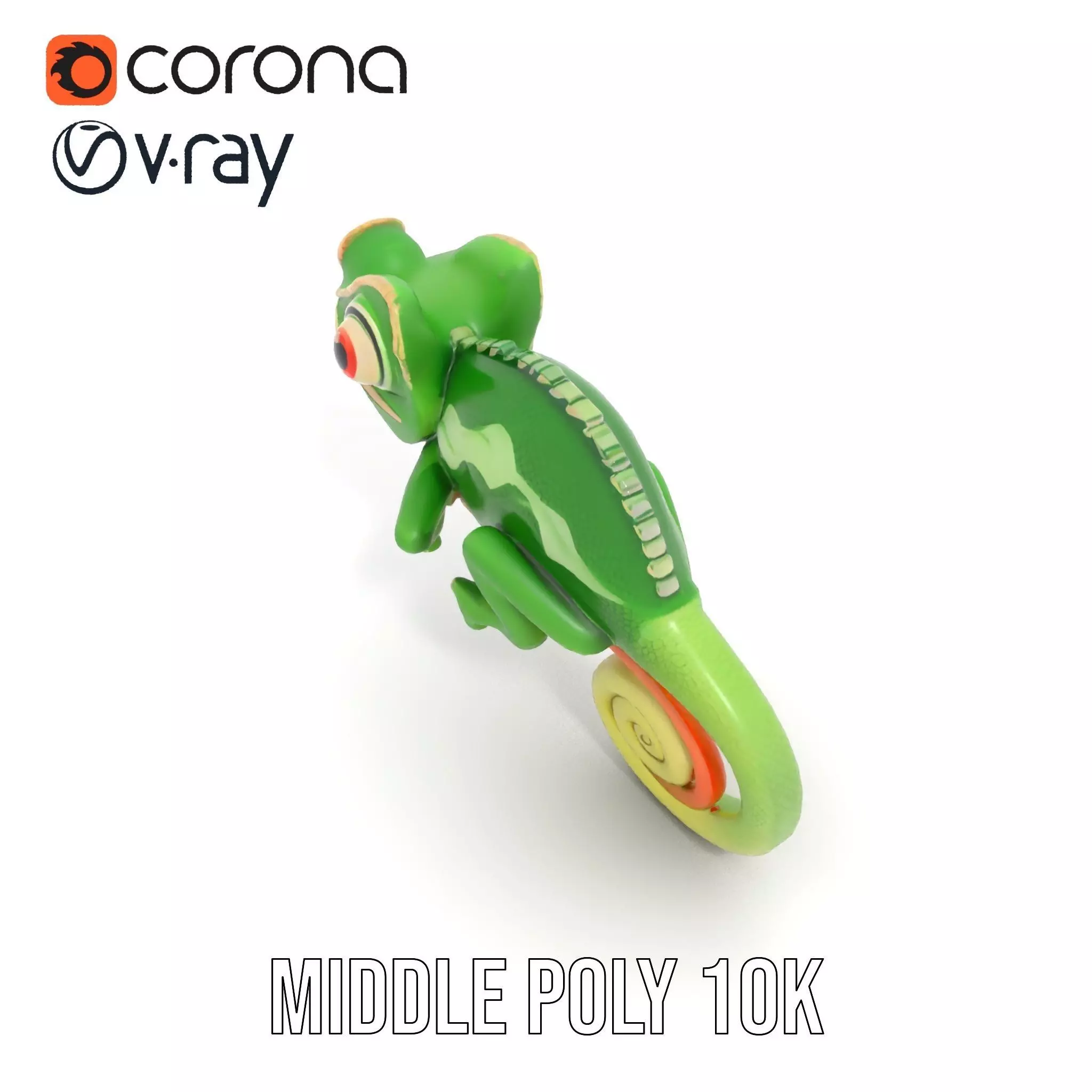 Green Chameleon Creature model pack Low-poly 3D model_13