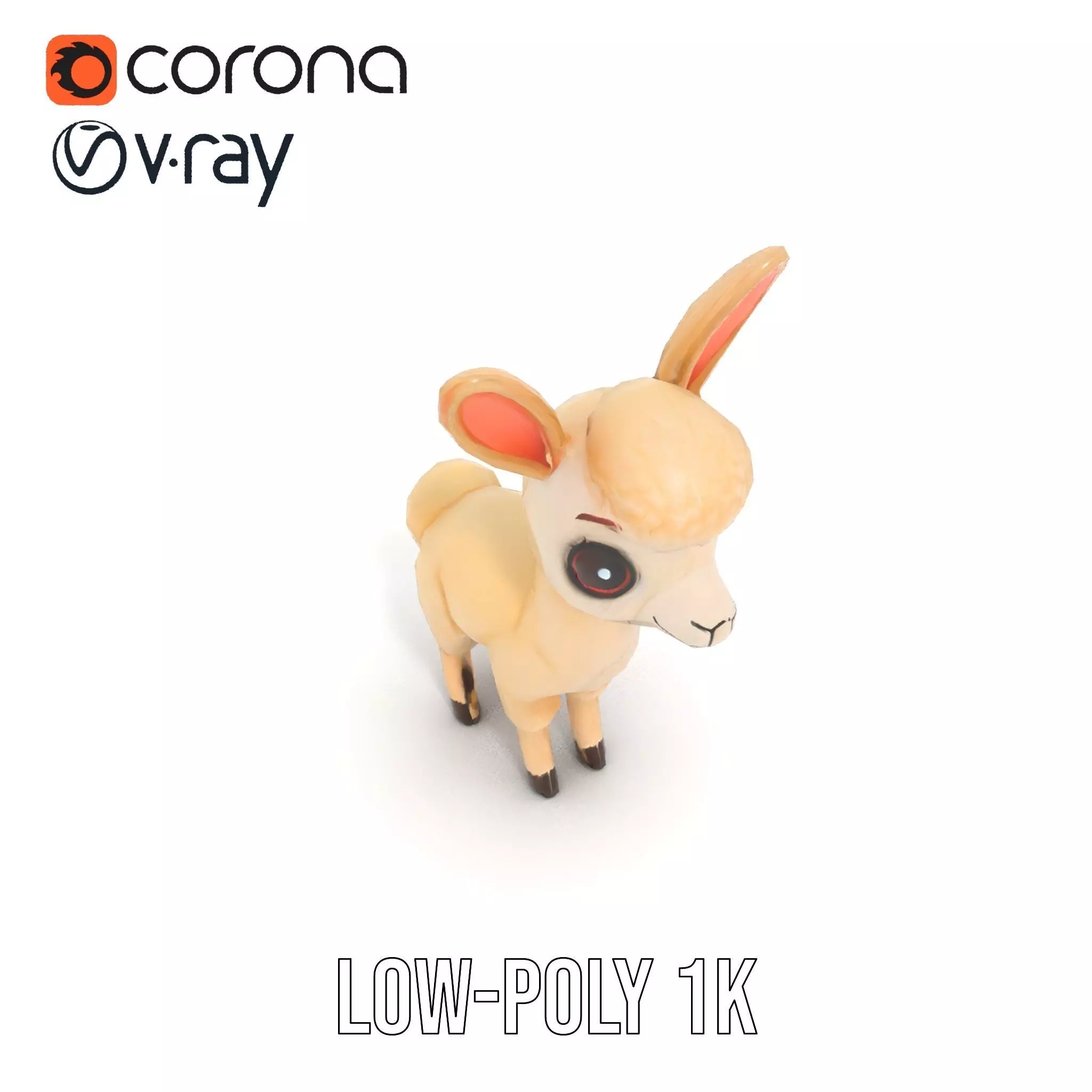 Charming Alpaca Plush model pack Low-poly 3D model_7