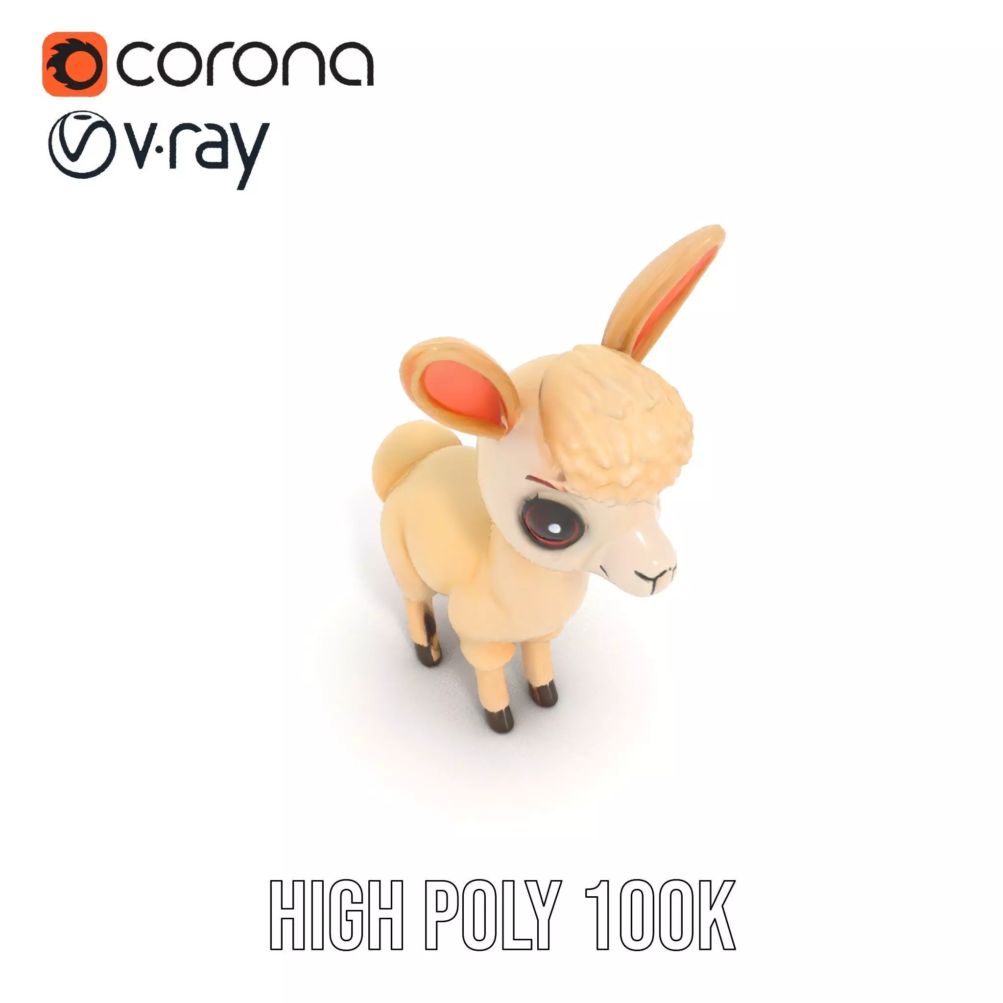 Charming Alpaca Plush model pack Low-poly 3D model_23