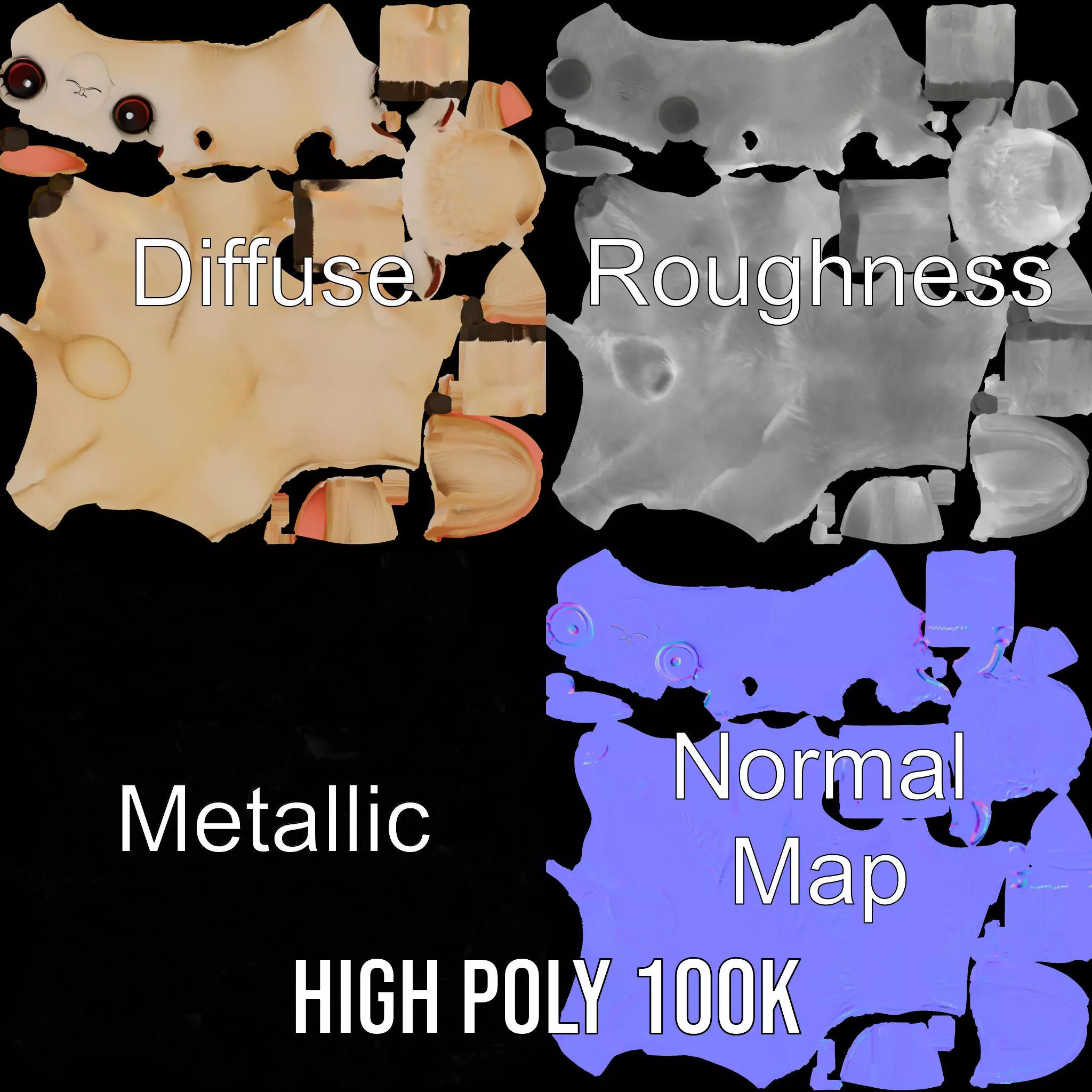 Charming Alpaca Plush model pack Low-poly 3D model_3