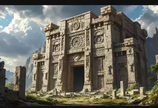 Ancient Stone Temple Epic Fantasy Environment Asset