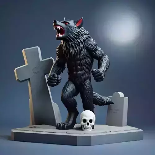 2361COLORFUL Werewolf Howling  3D Model magic
