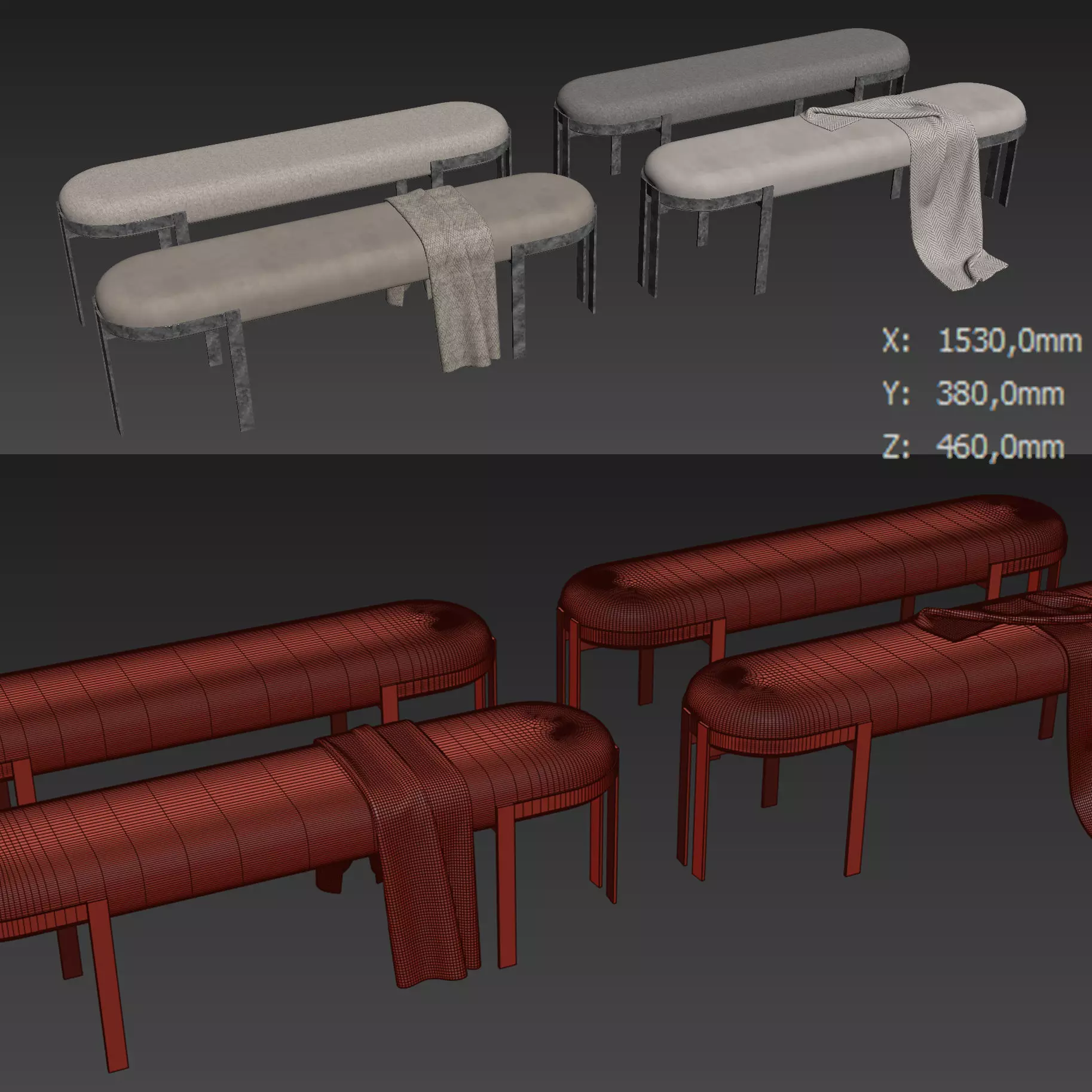 Elliott Bench By Kelly Wearstler 3D model_9