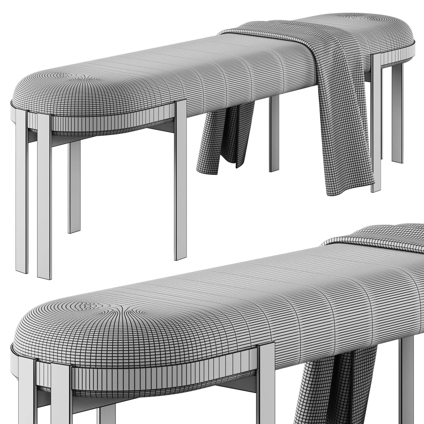 Elliott Bench By Kelly Wearstler 3D model_5