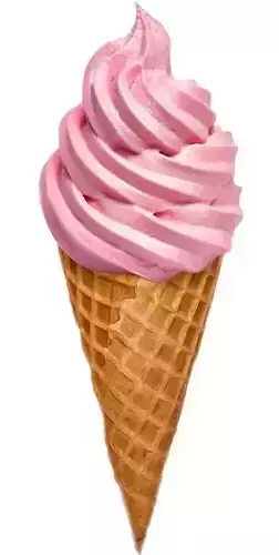 Pink Soft-Serve Ice Cream Swirl Topped Waffle Cone 3D Low-poly 3D model