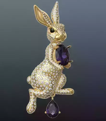 Bunny Rabbit Pendant Brooch