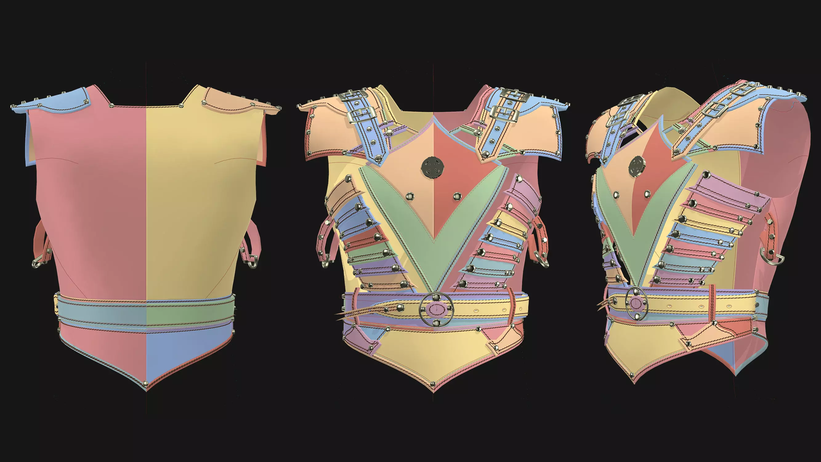 Male Armor Low-poly 3D model_2