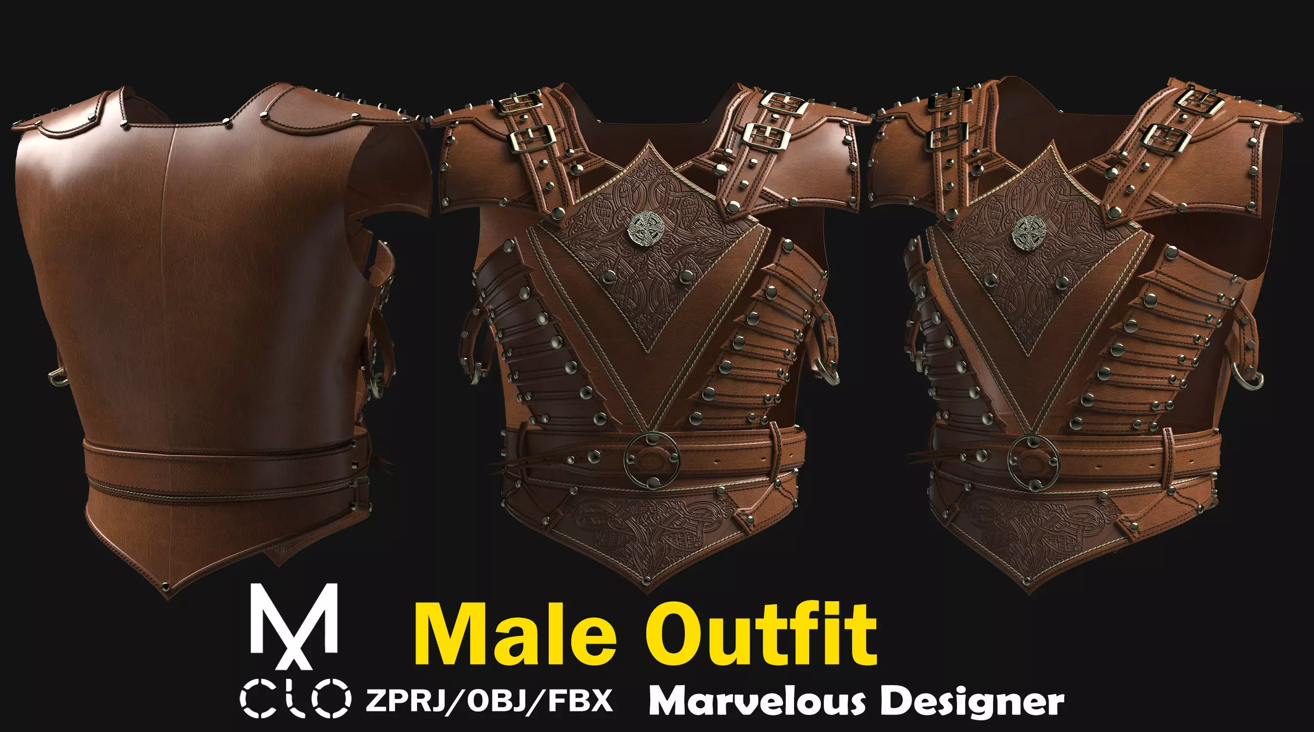Male Armor Low-poly 3D model_0
