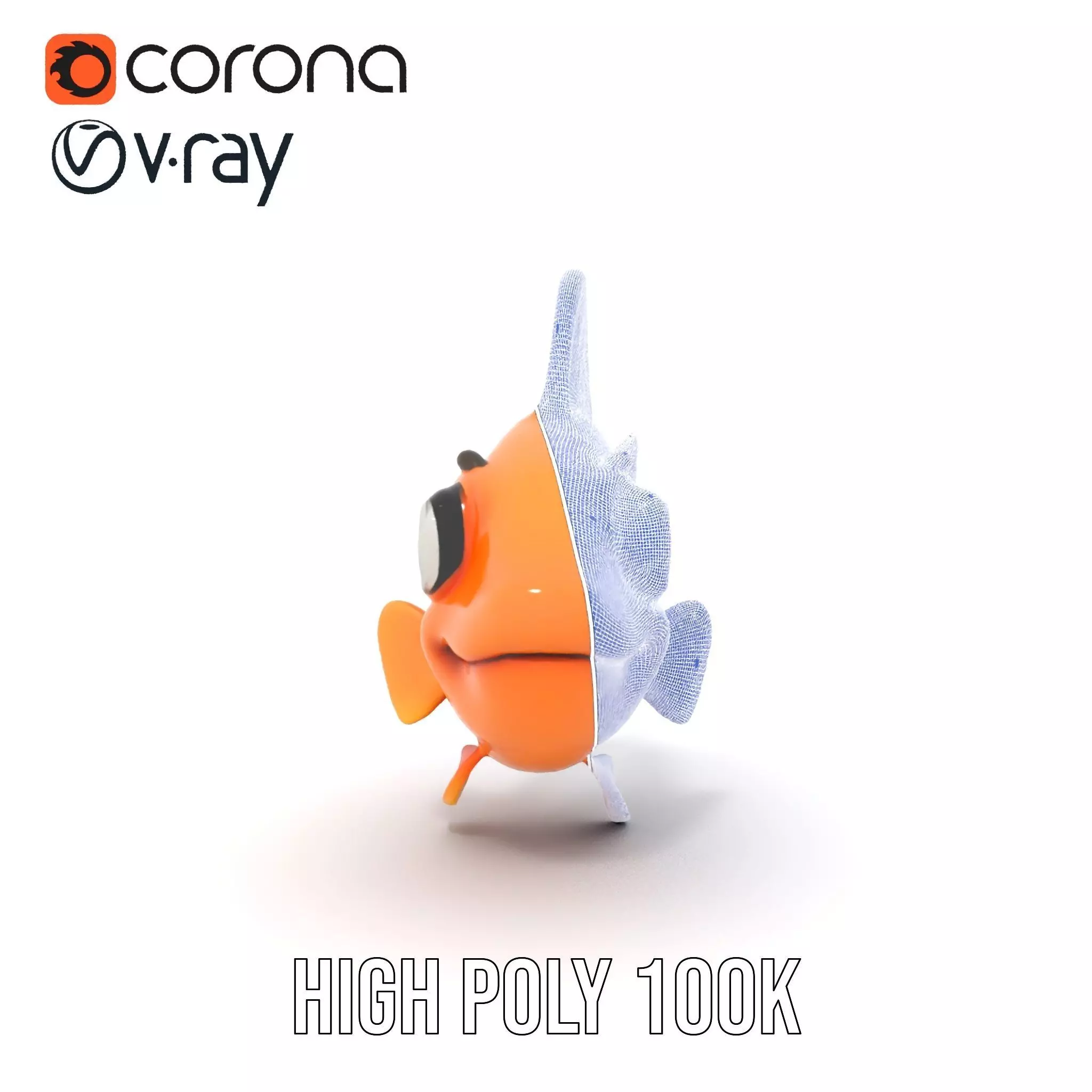 Cheerful Orange Goldfish model pack Low-poly 3D model_34
