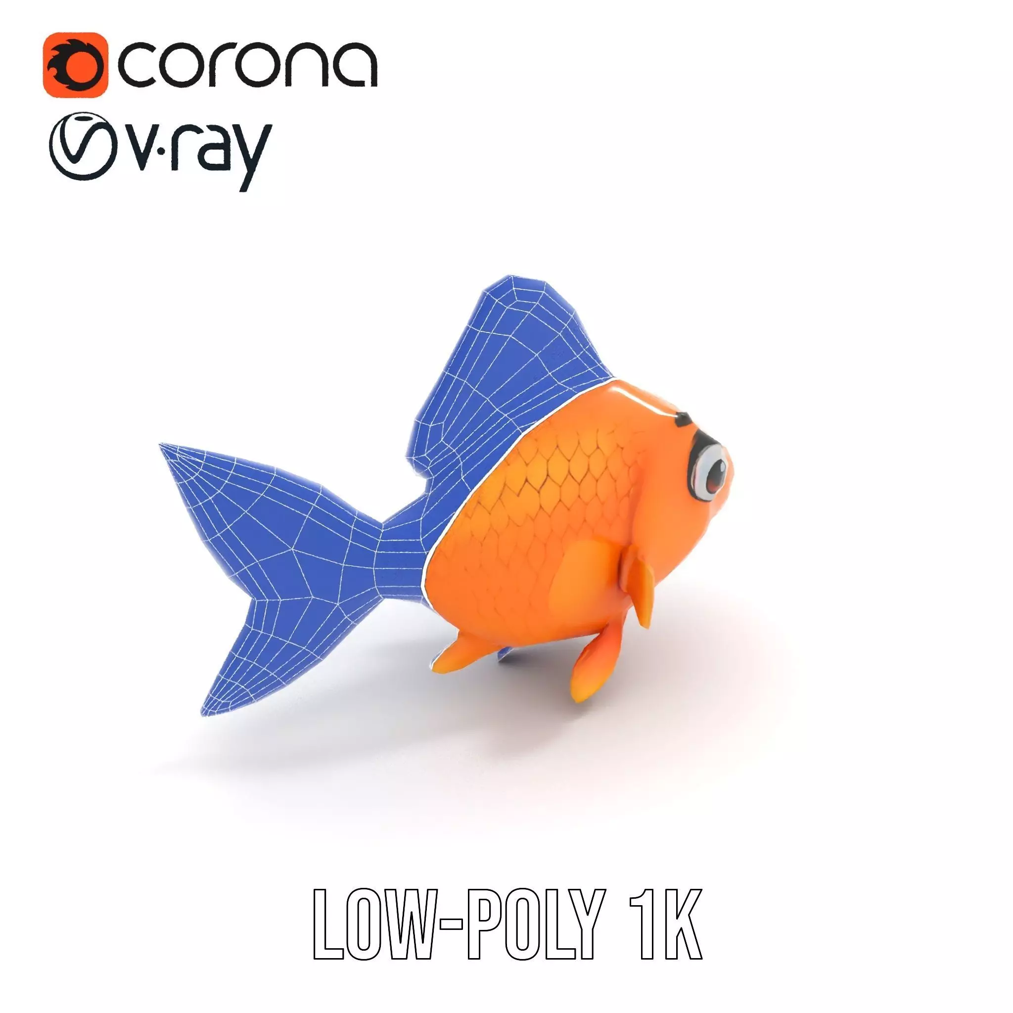 Cheerful Orange Goldfish model pack Low-poly 3D model_23