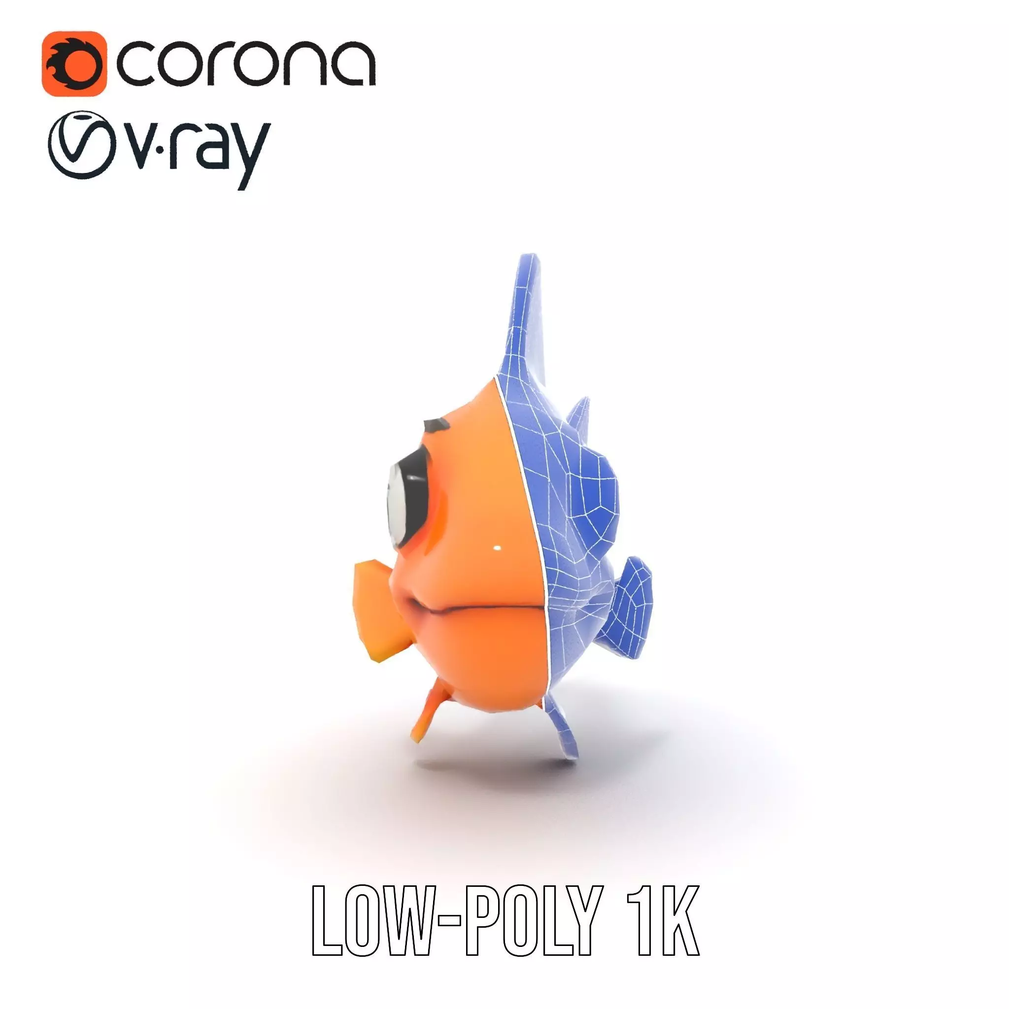 Cheerful Orange Goldfish model pack Low-poly 3D model_26