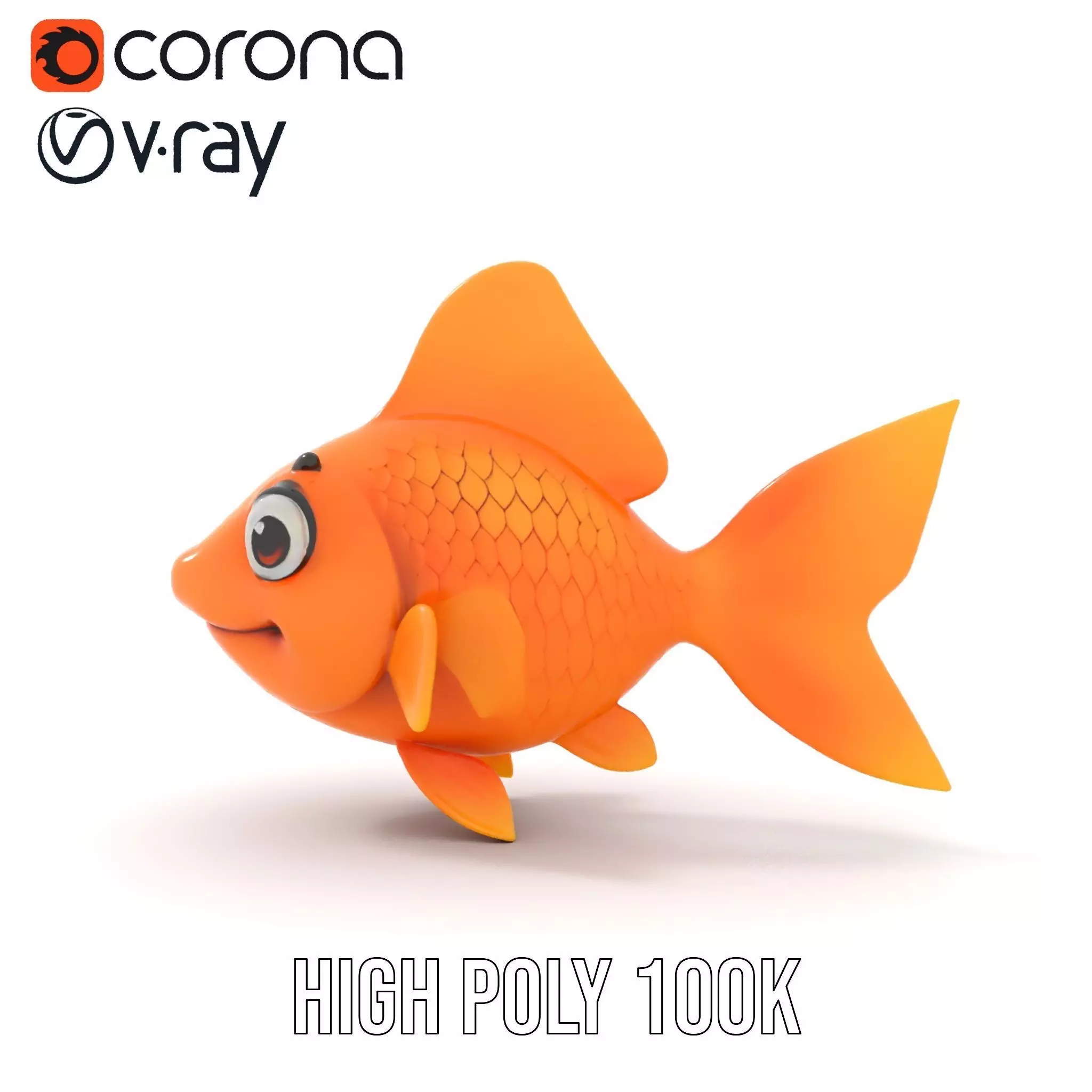 Cheerful Orange Goldfish model pack Low-poly 3D model_18