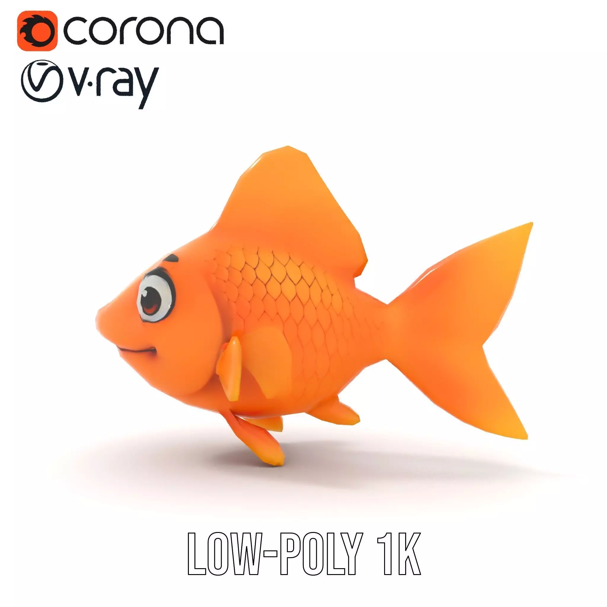Cheerful Orange Goldfish model pack Low-poly 3D model_13
