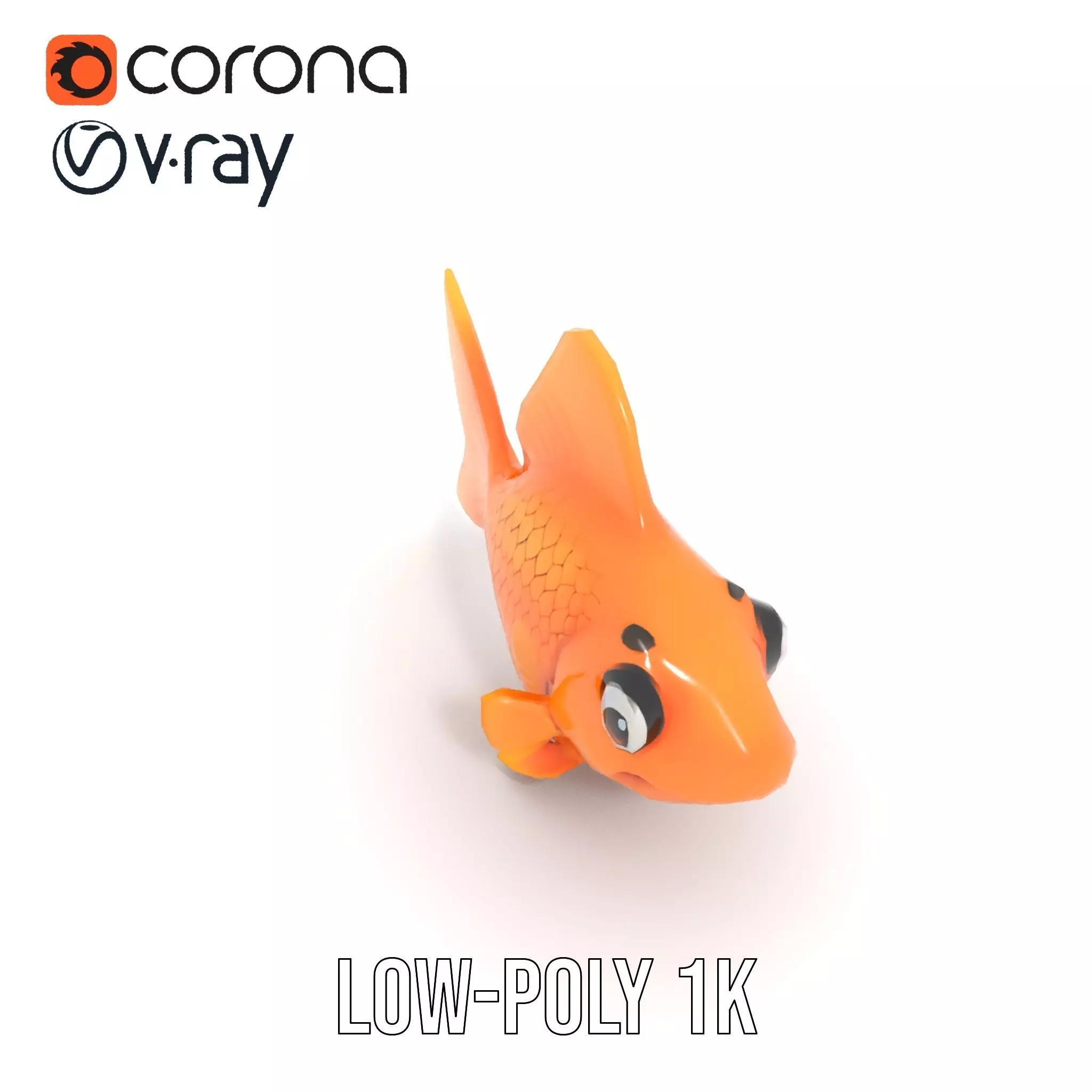 Cheerful Orange Goldfish model pack Low-poly 3D model_8