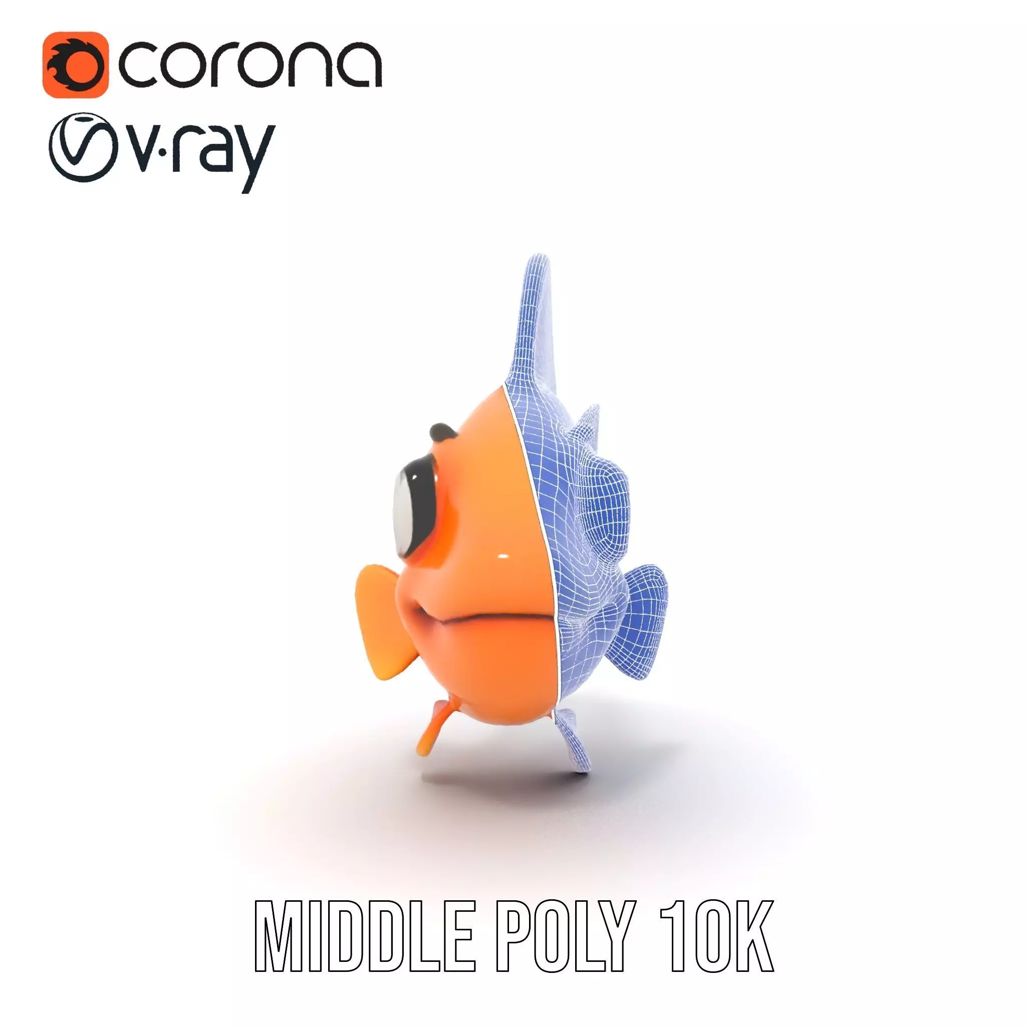 Cheerful Orange Goldfish model pack Low-poly 3D model_28