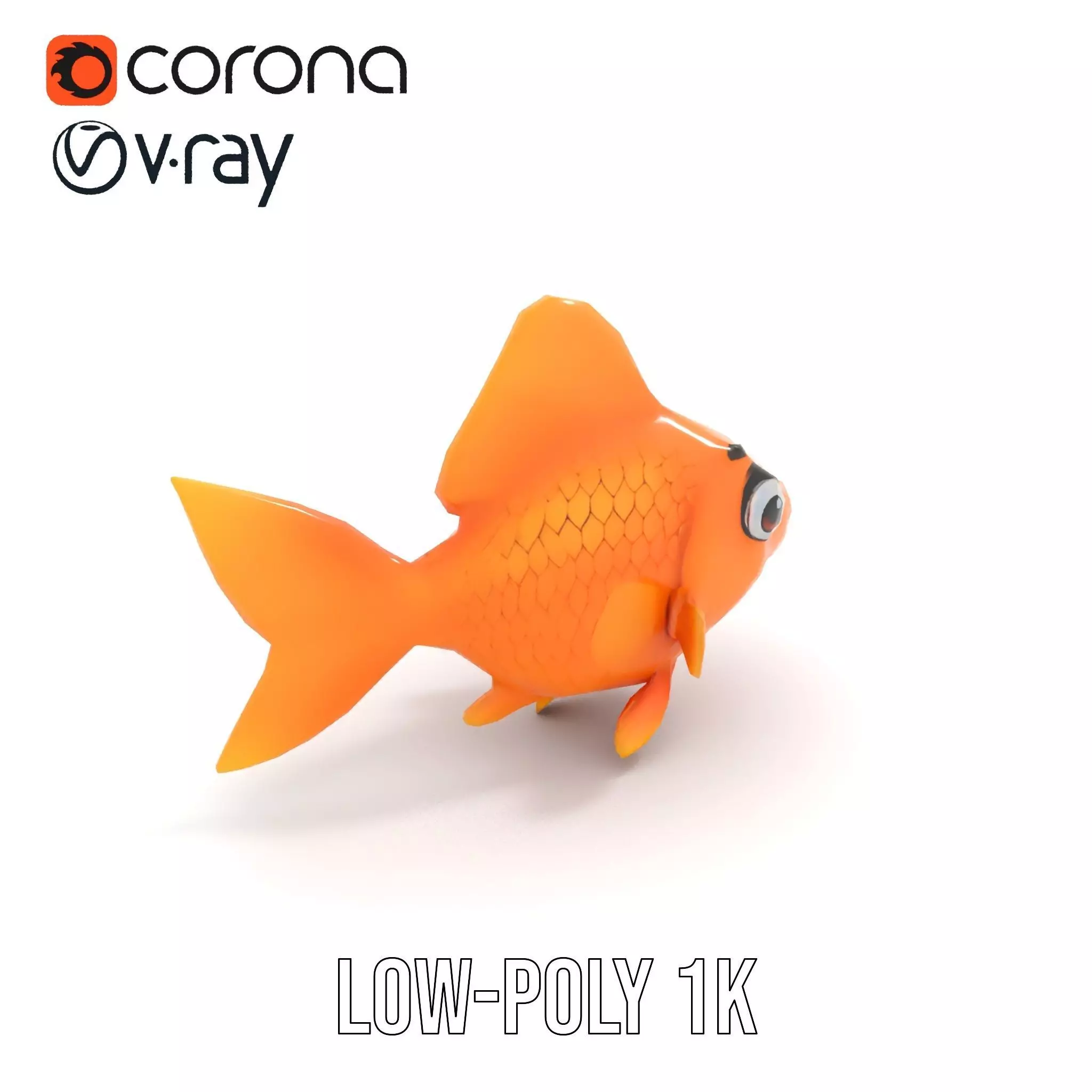 Cheerful Orange Goldfish model pack Low-poly 3D model_17