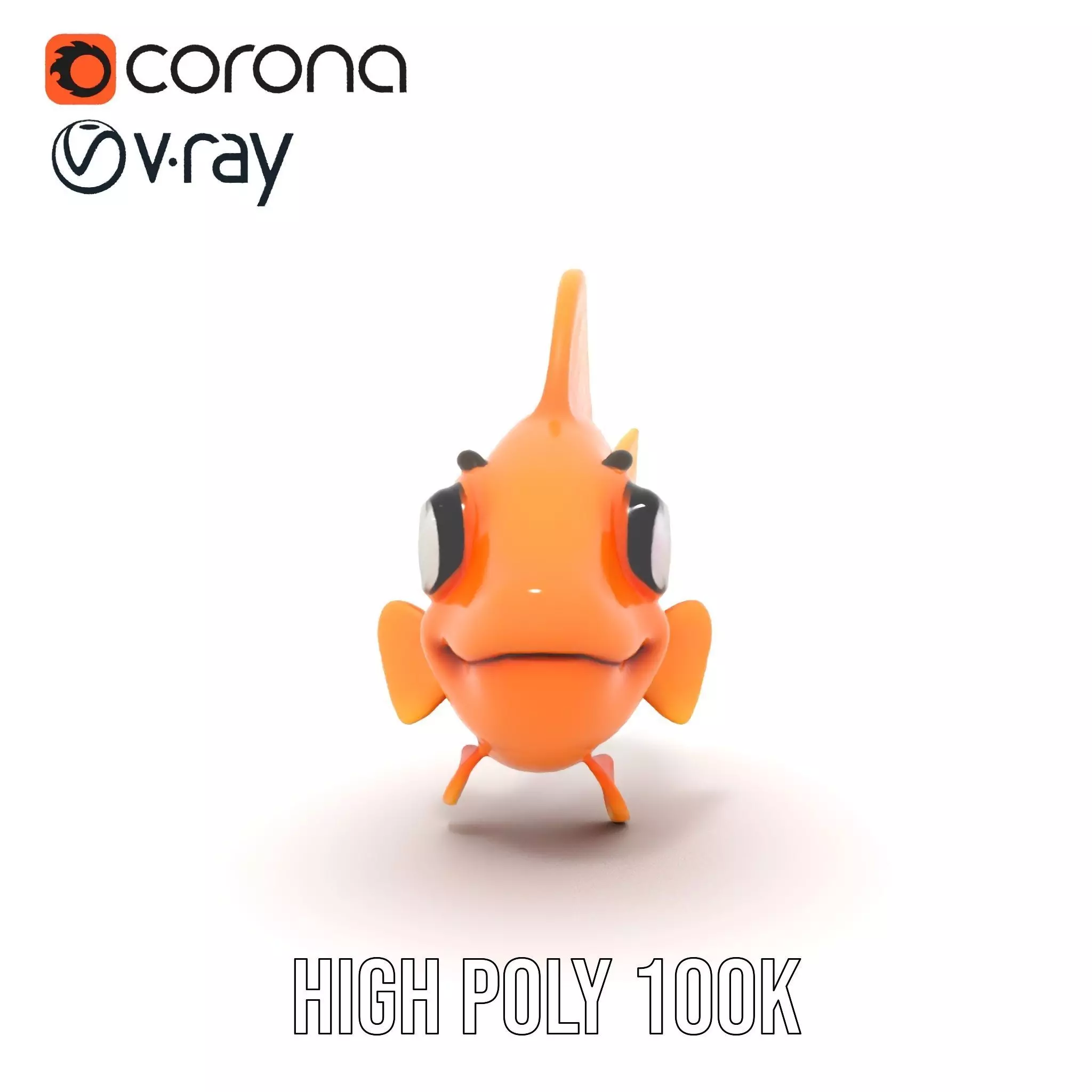 Cheerful Orange Goldfish model pack Low-poly 3D model_24