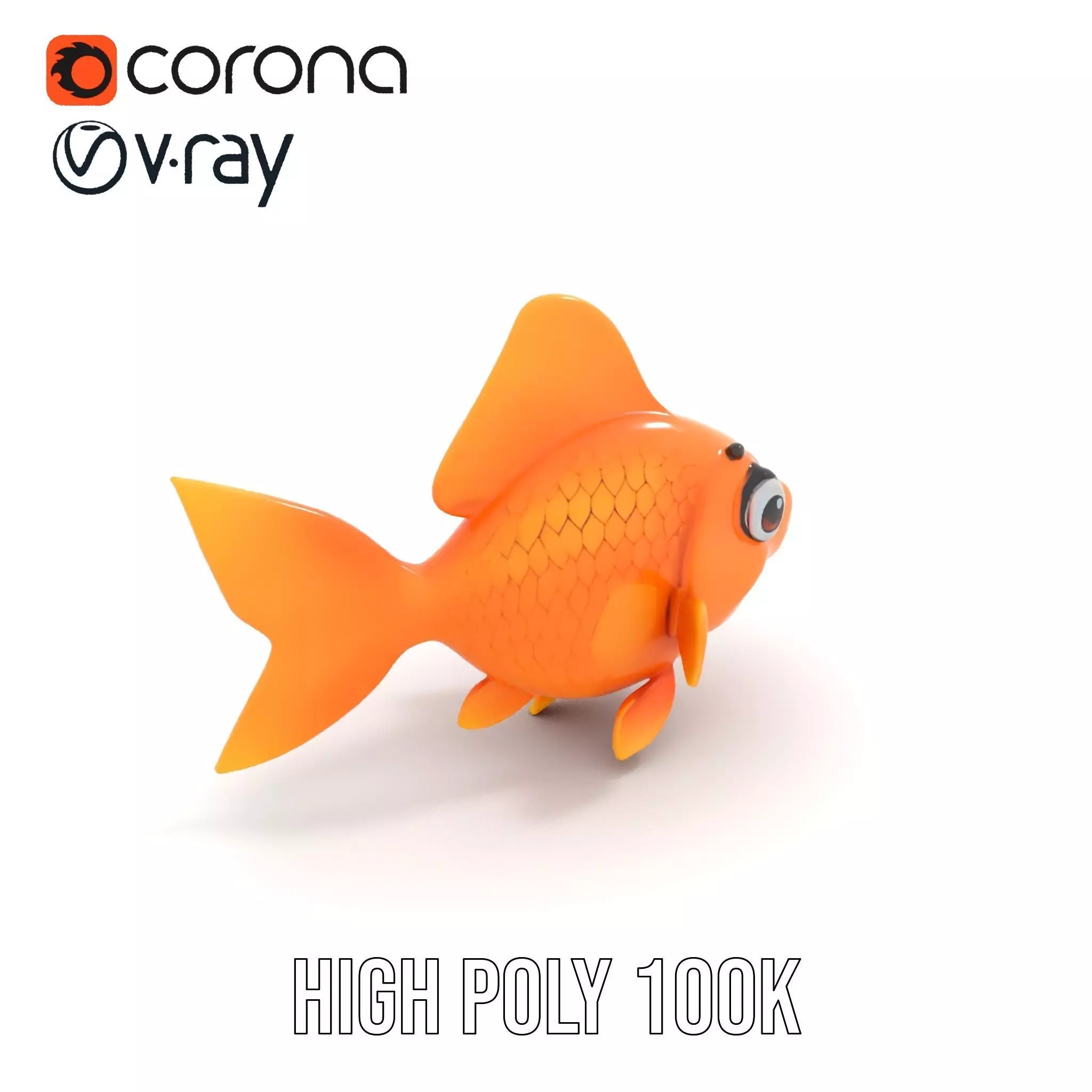 Cheerful Orange Goldfish model pack Low-poly 3D model_27