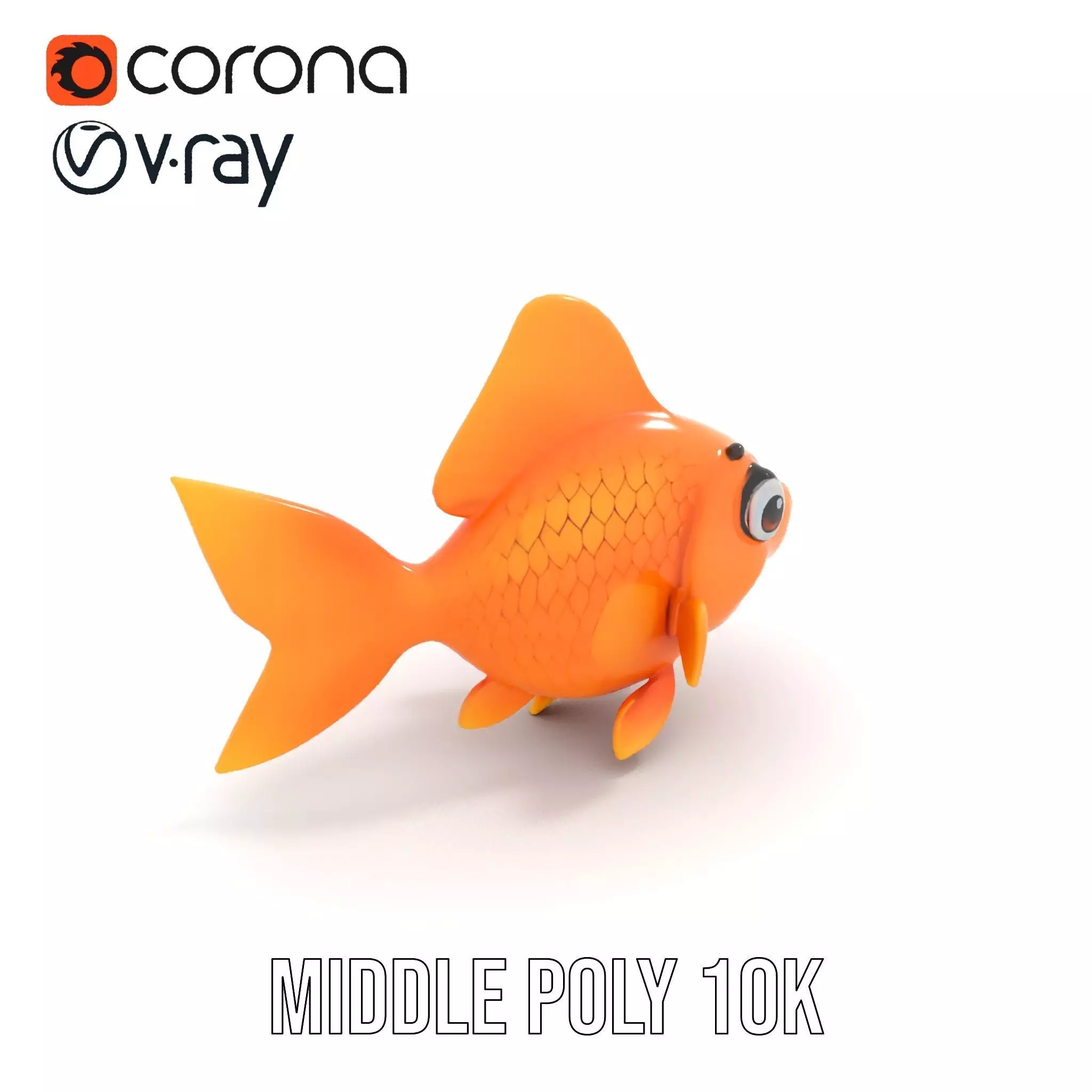 Cheerful Orange Goldfish model pack Low-poly 3D model_7