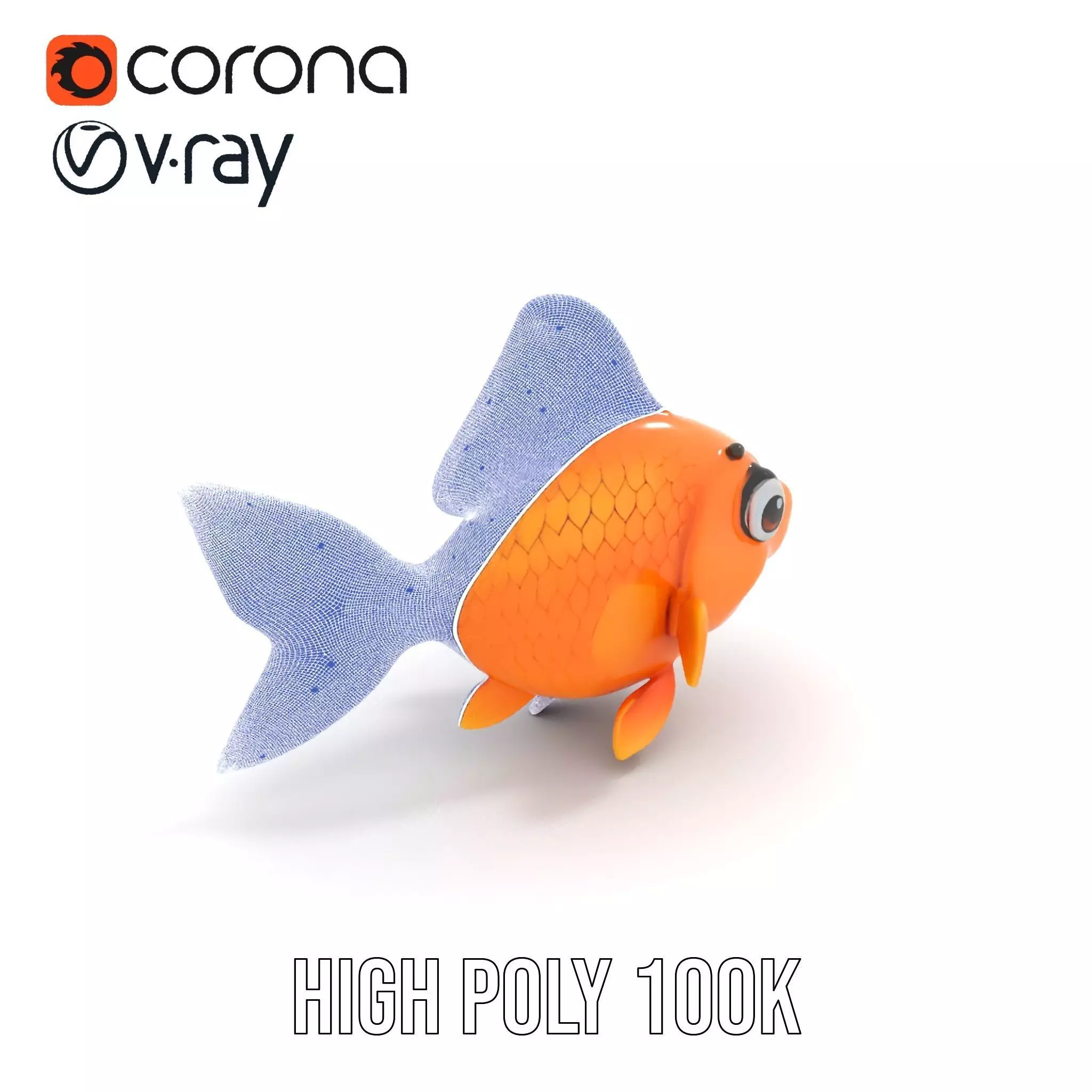 Cheerful Orange Goldfish model pack Low-poly 3D model_33