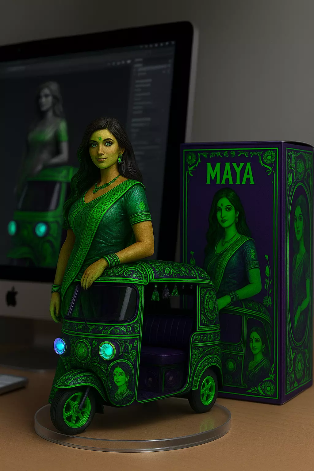  1-7 Figurine Golden Rickshaw Character Realistic Style 3D print model_5