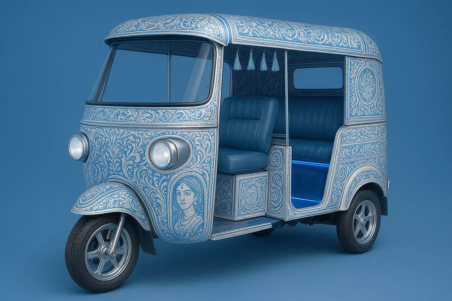  1-7 Figurine Golden Rickshaw Character Realistic Style 3D print model_8