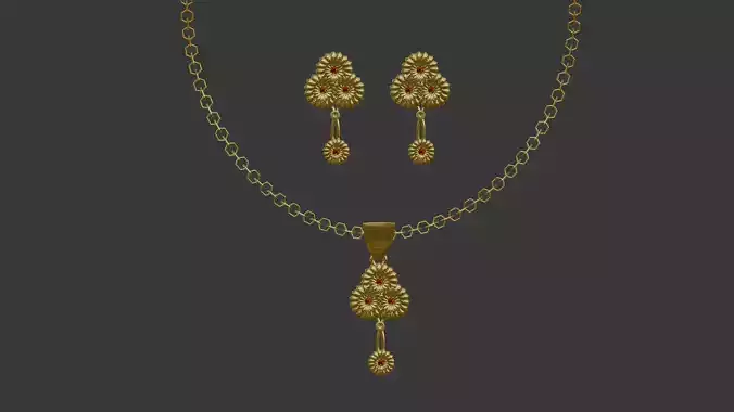 3D Printable Earring  And Chain Set-7 -Handmade Gift - DIY 3D print model